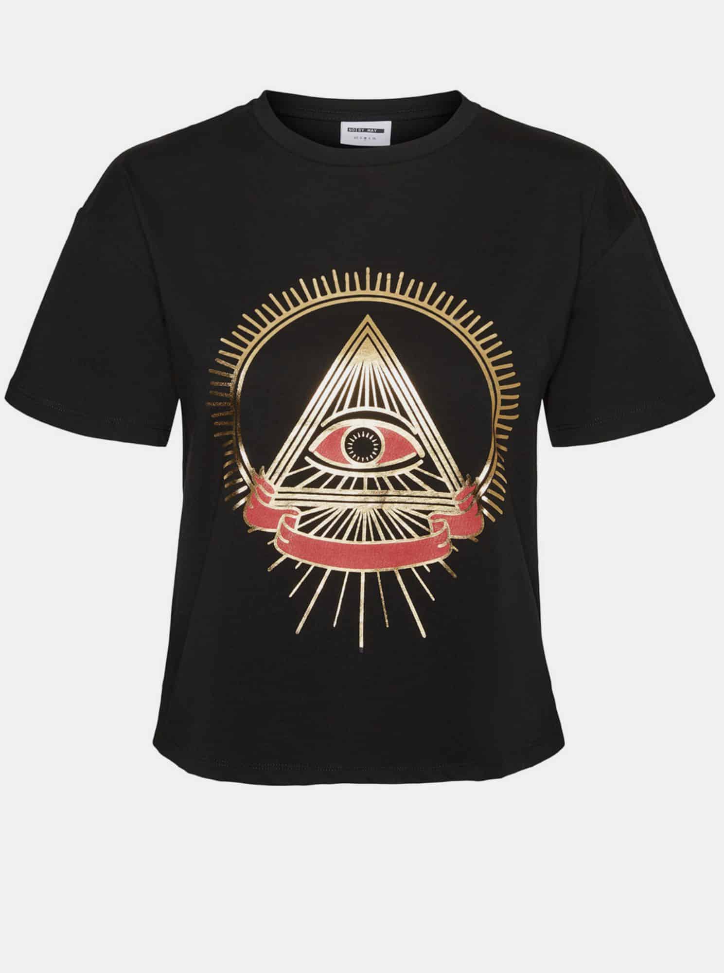 Noisy May černé dámské tričko Brandy s potiskem