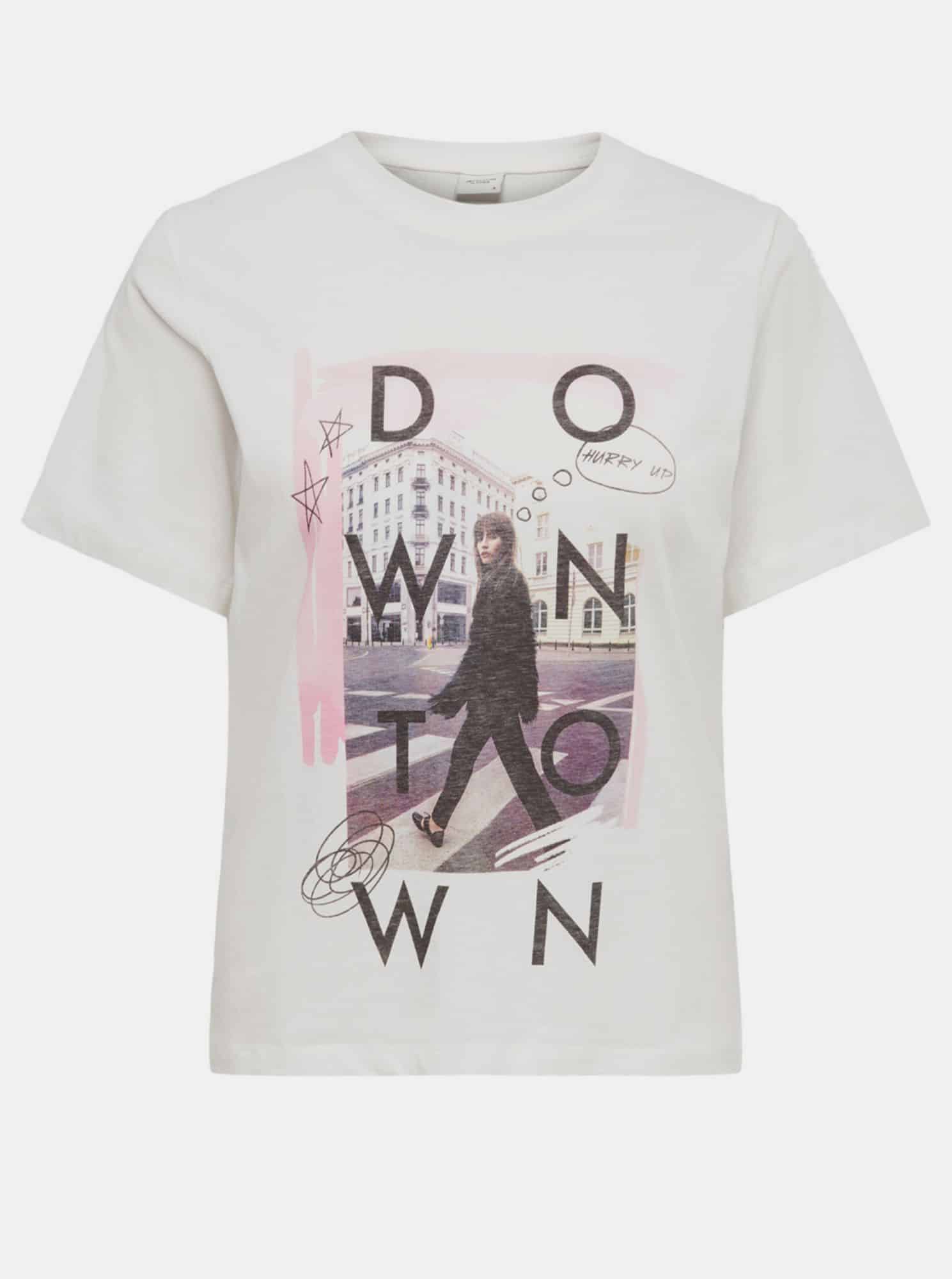 Jacqueline de Yong bílé dámské tričko Frutty s potiskem