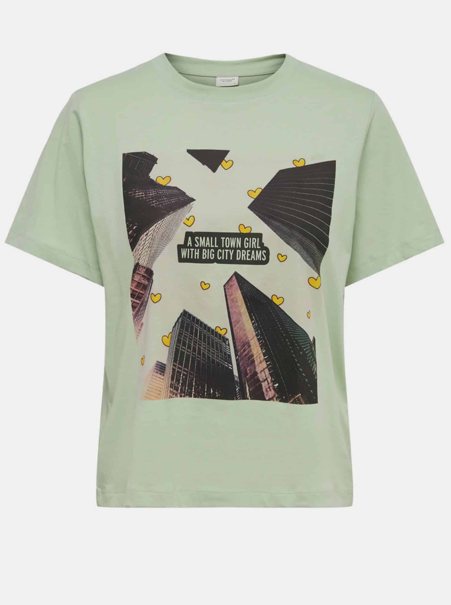 Jacqueline de Yong světle zelené dámské tričko s potiskem