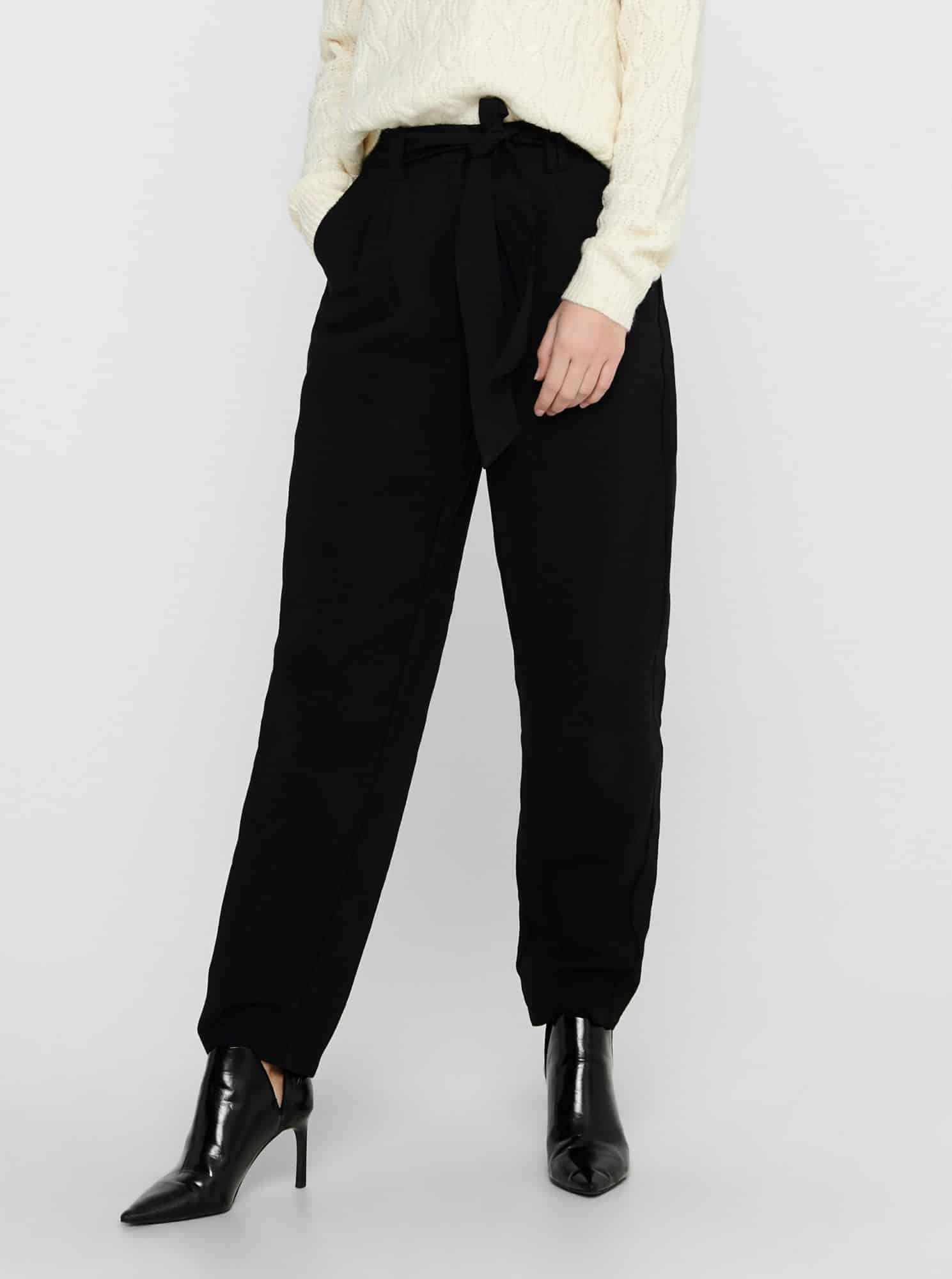 Jacqueline de Yong černé kalhoty se zavazováním