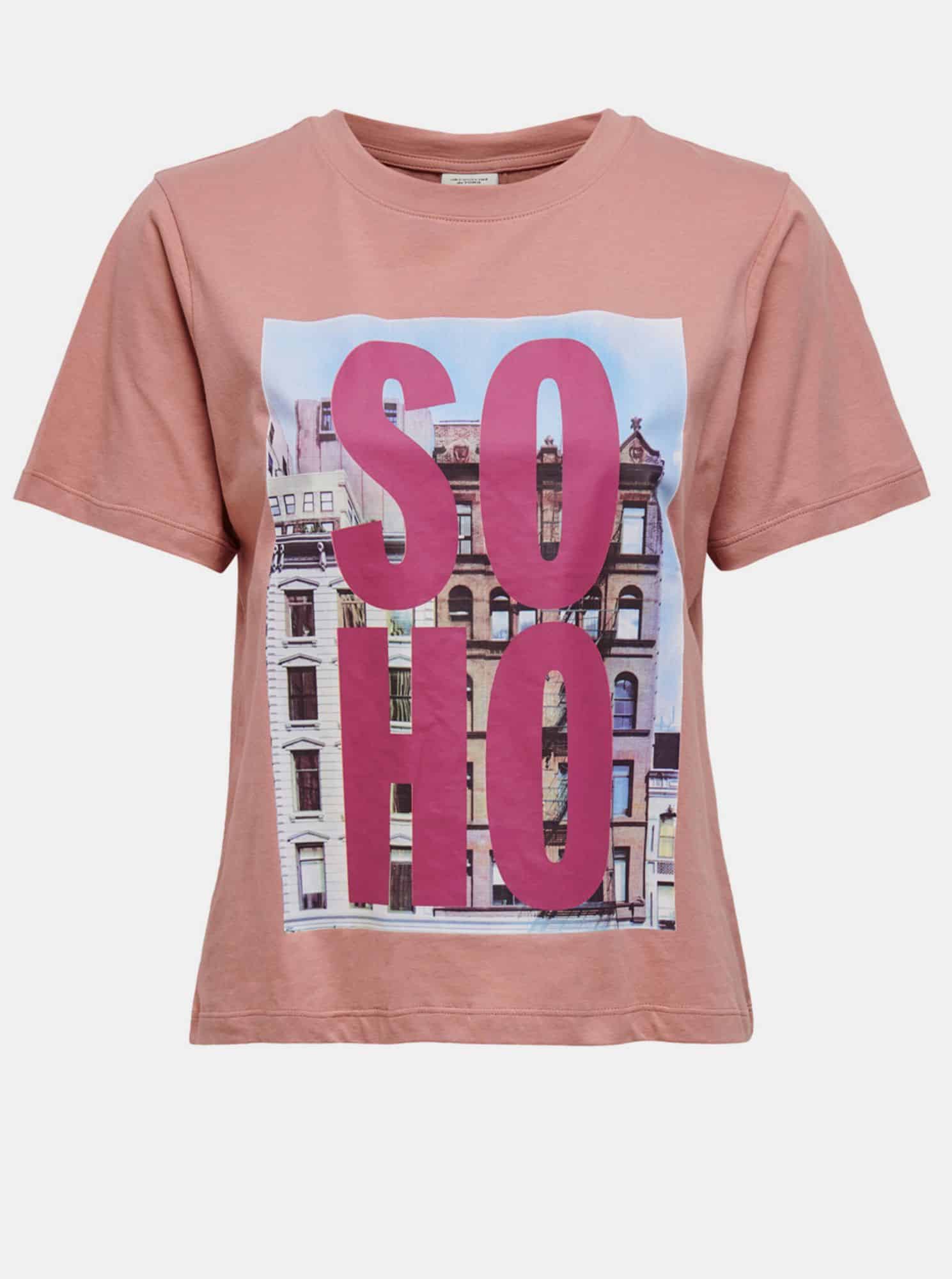 Jacqueline de Yong růžové dámské tričko s potiskem