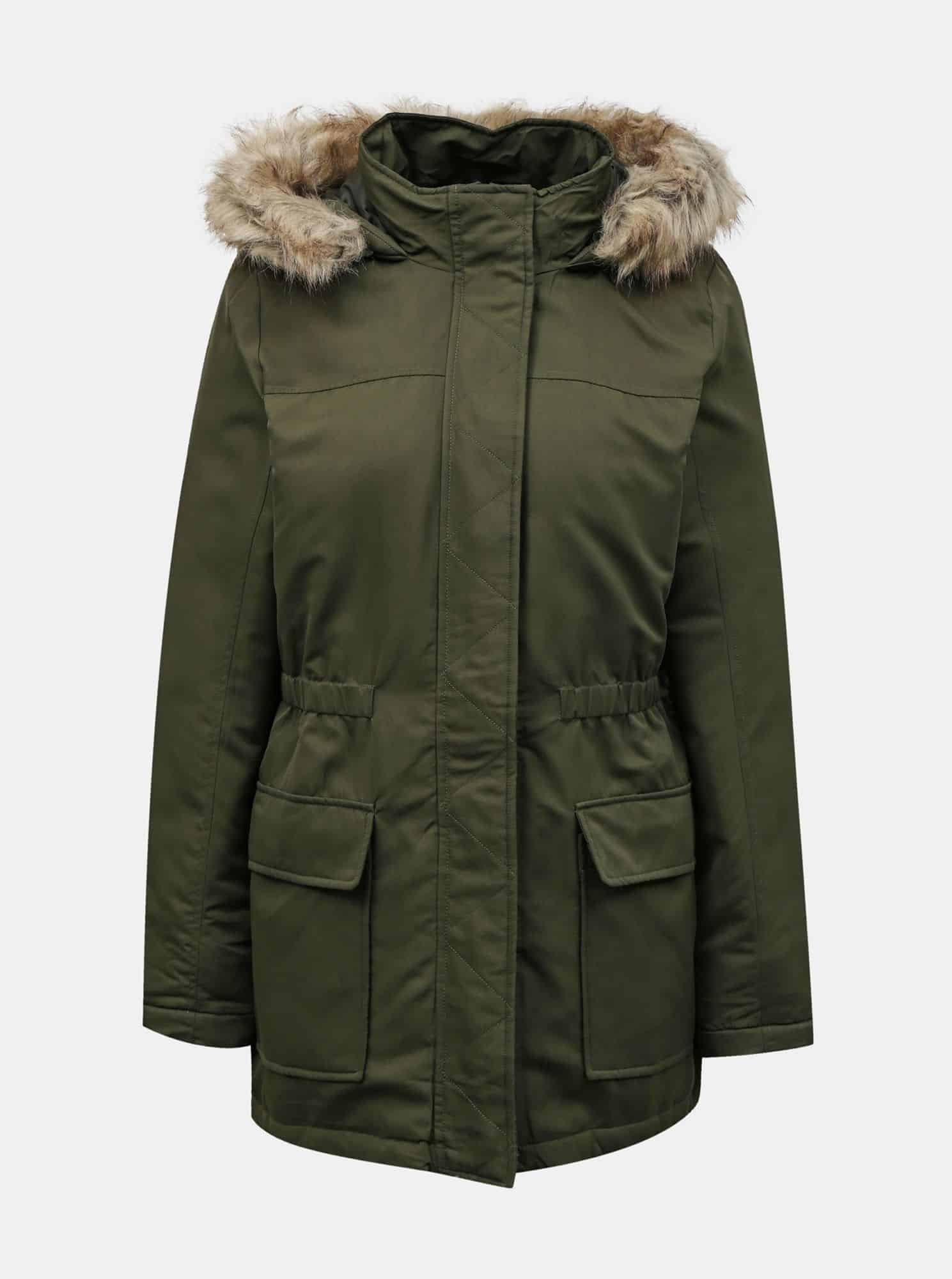 Jacqueline de Yong tmavě zelená zimní parka