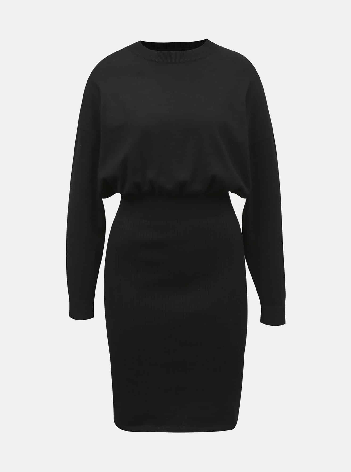 Only černé pouzdrové svetrové šaty