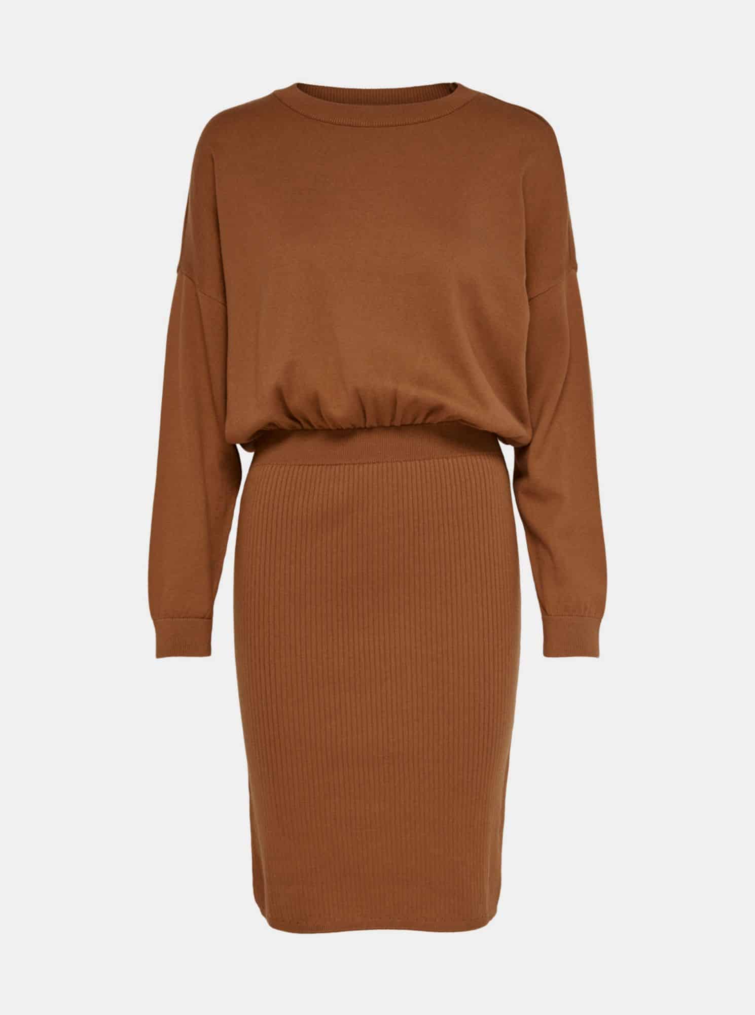 Only hnědé svetrové šaty