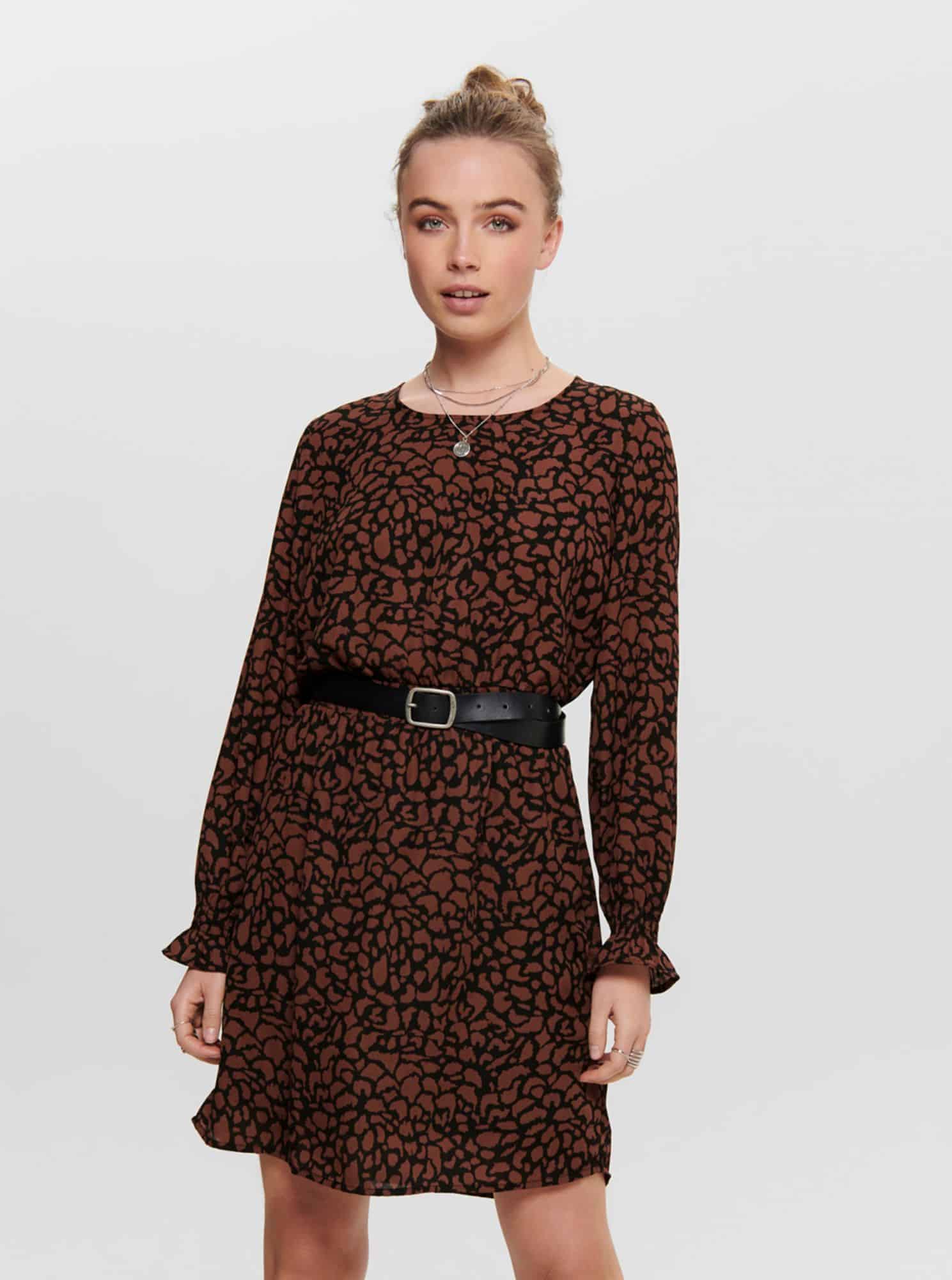 Jacqueline de Yong hnědé šaty se vzory