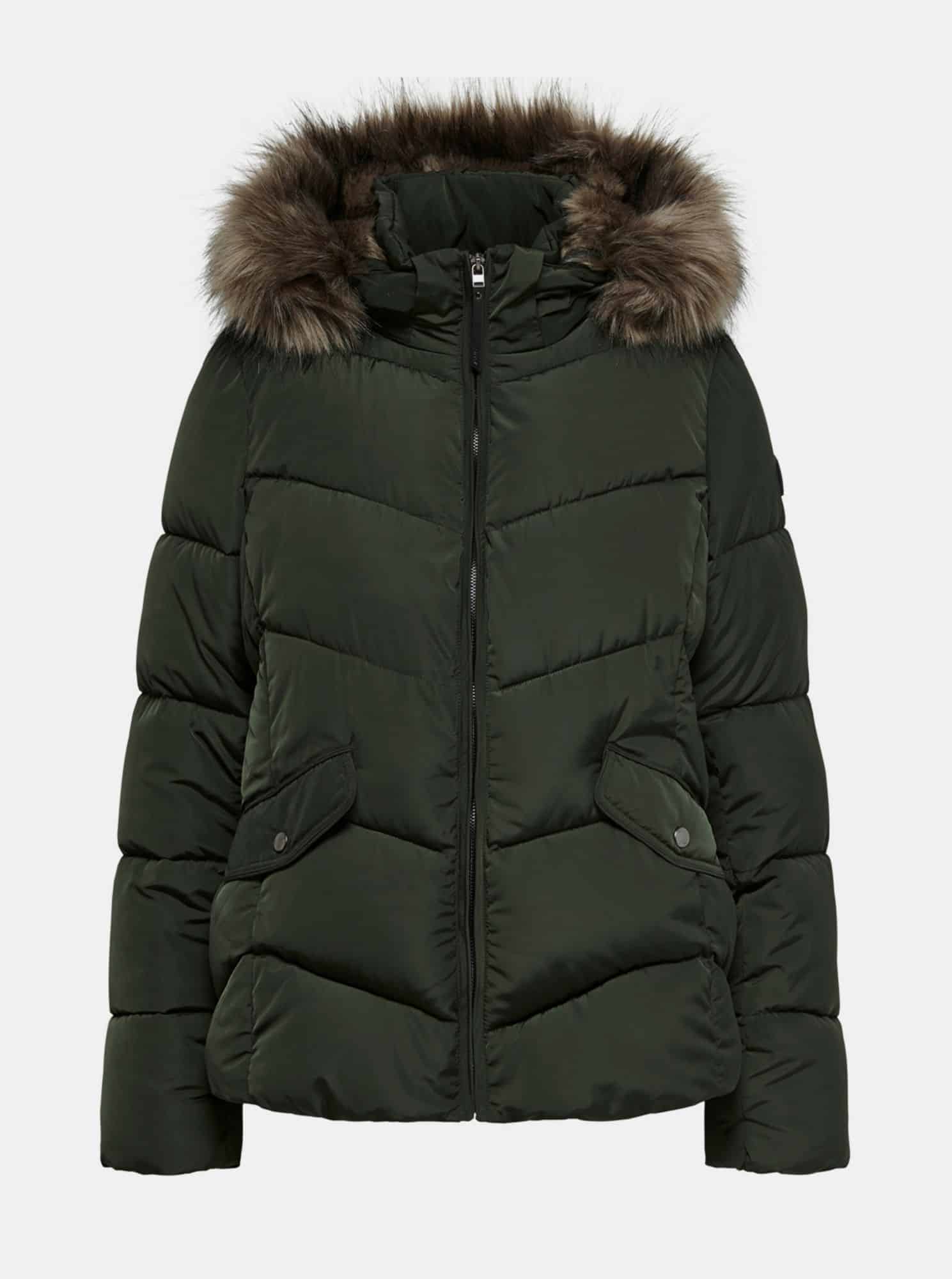 Only tmavě zelená zimní bunda