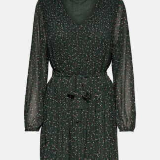 Jacqueline de Yong tmavě zelené šaty se vzory Minna