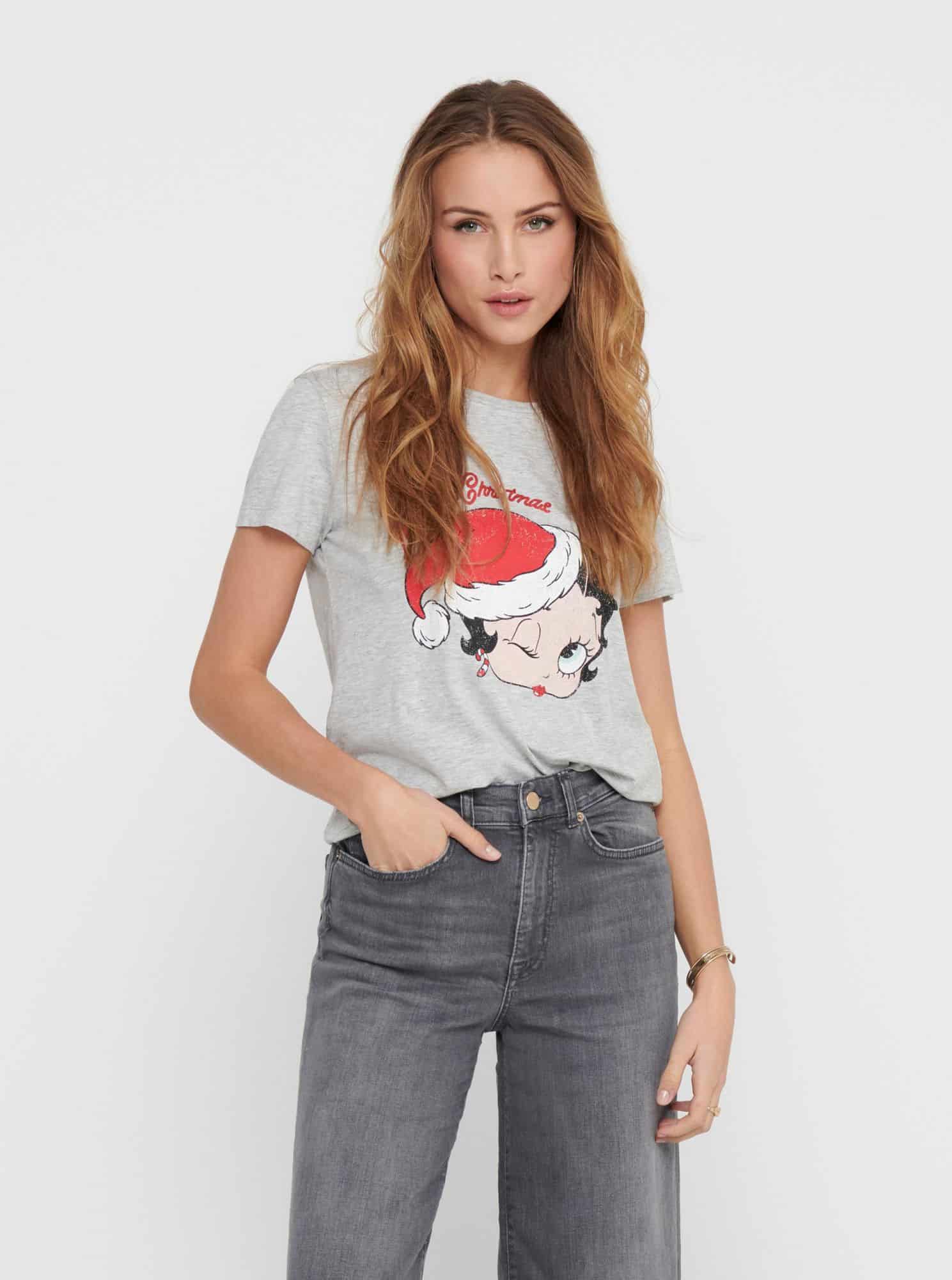 Jacqueline de Yong šedé dámské tričko s potiskem