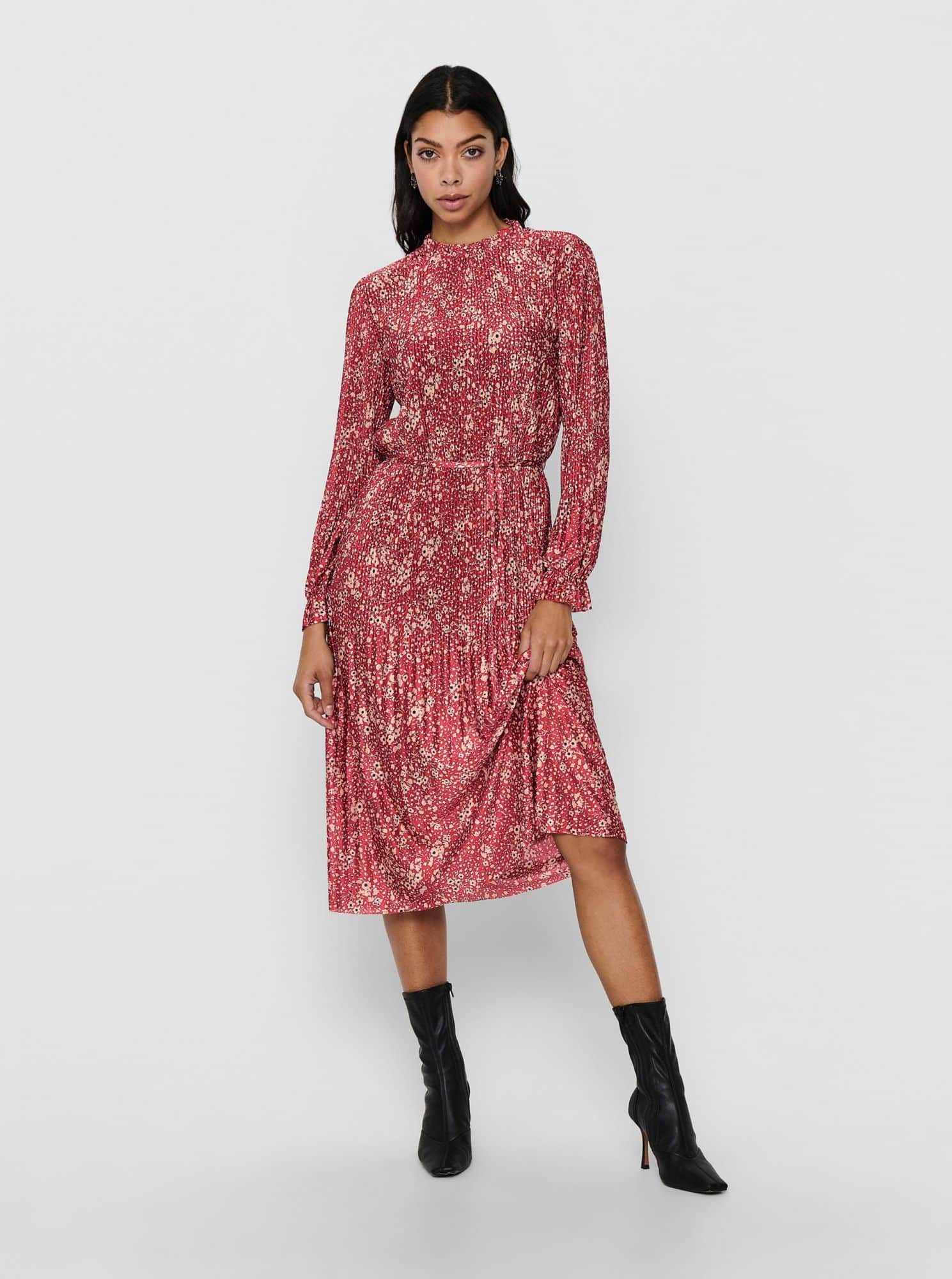 Jacqueline de Yong vínové plisované midi šaty