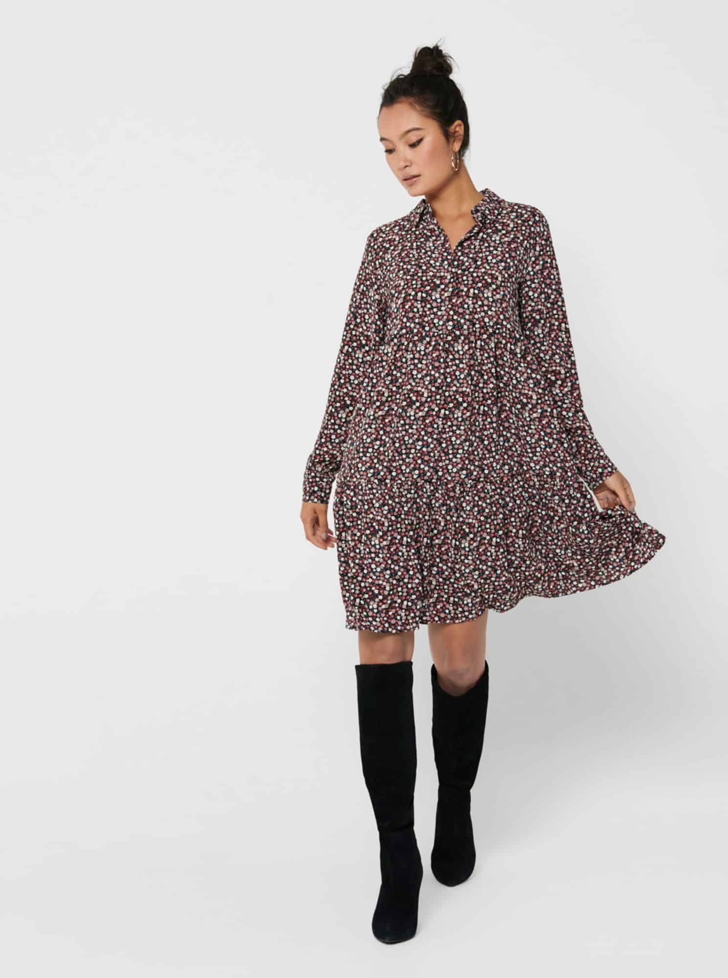 Jacqueline de Yong modré květované košilové šaty Piper