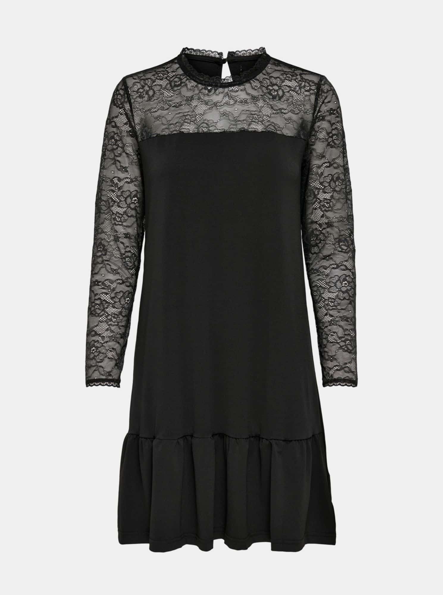 Jacqueline de Yong černé společenské šaty s transparentními rukávy