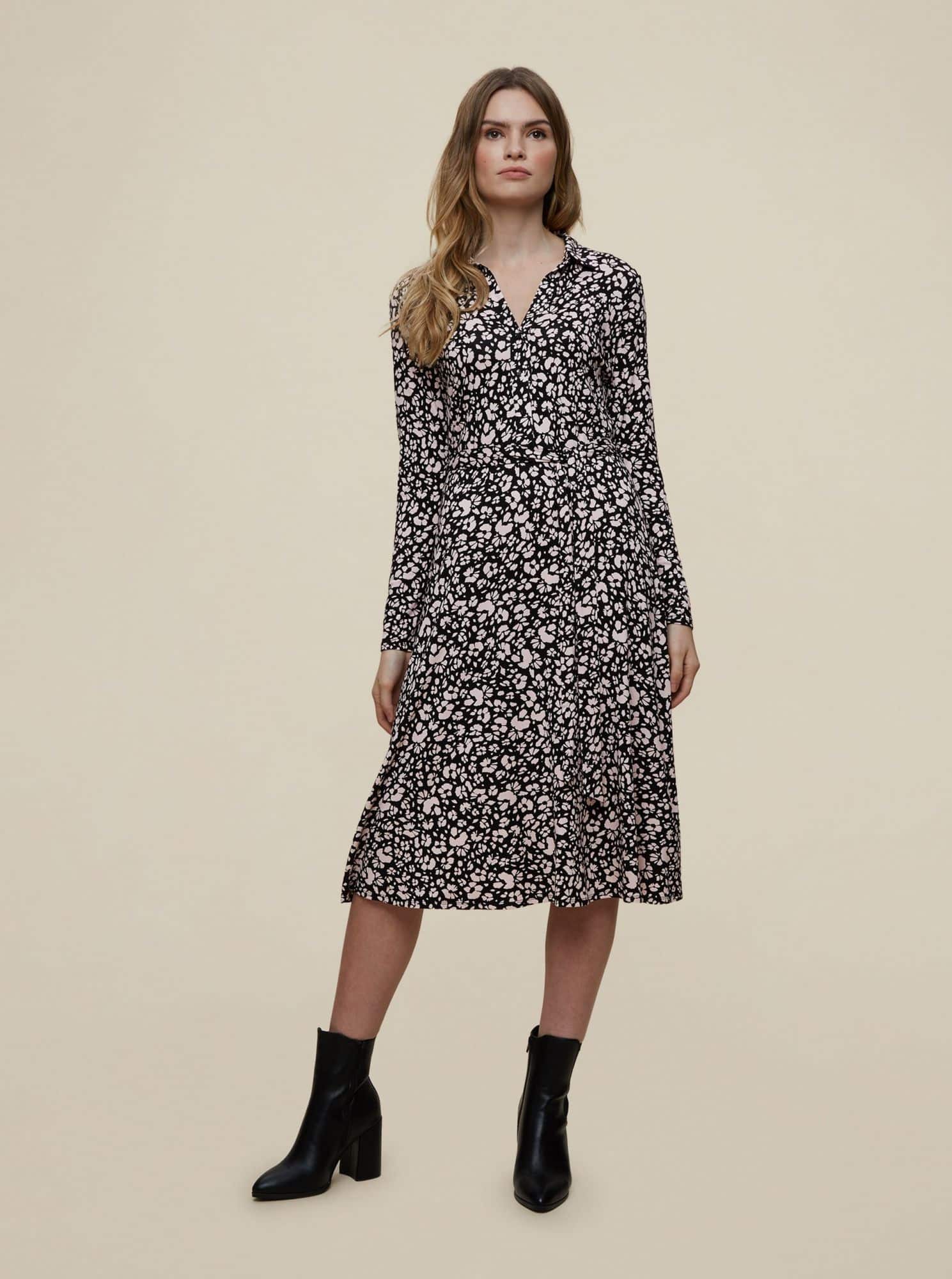 Dorothy Perkins černé košilové šaty se vzory