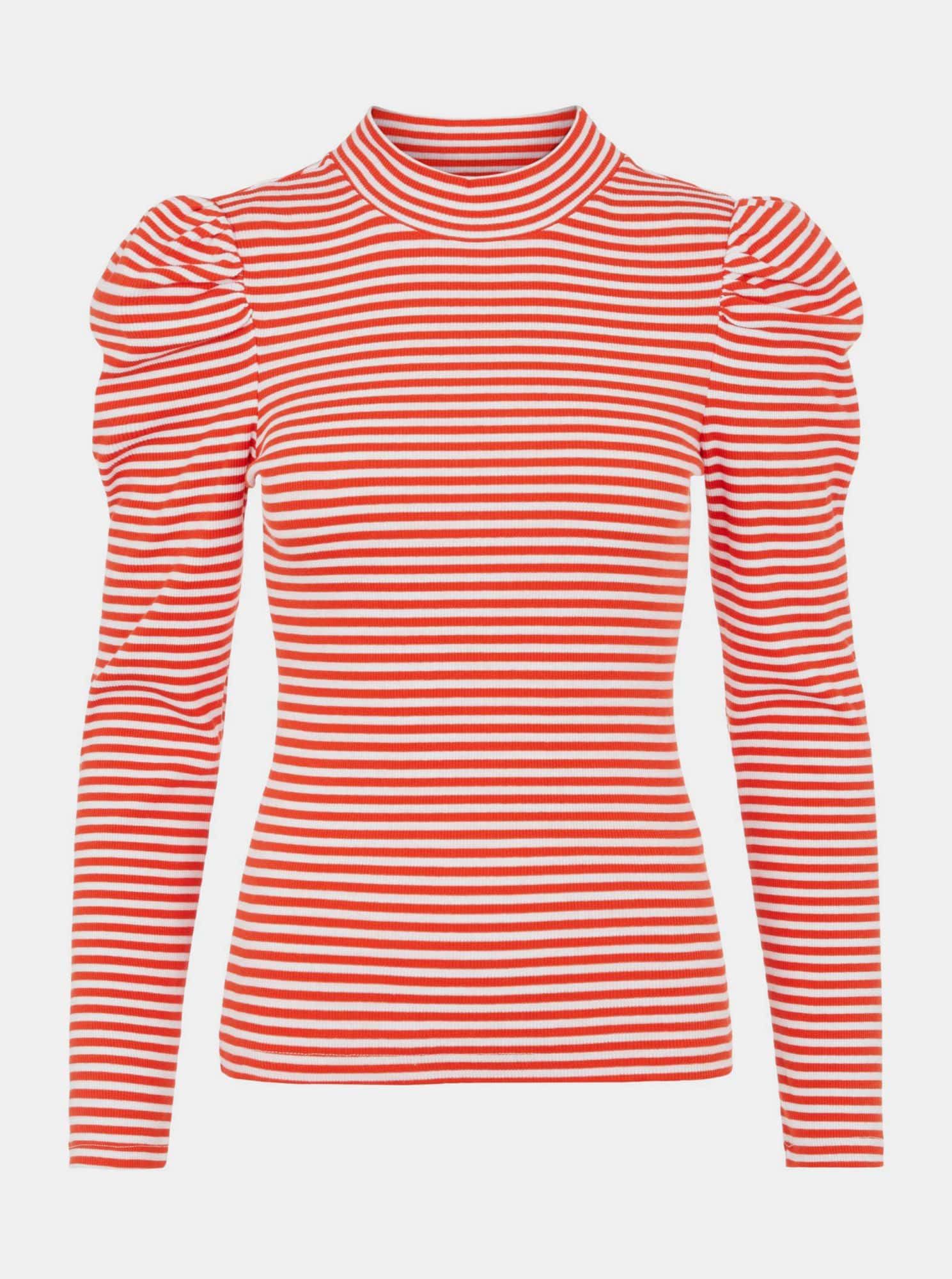 Pieces červené pruhované tričko se stojáčkem