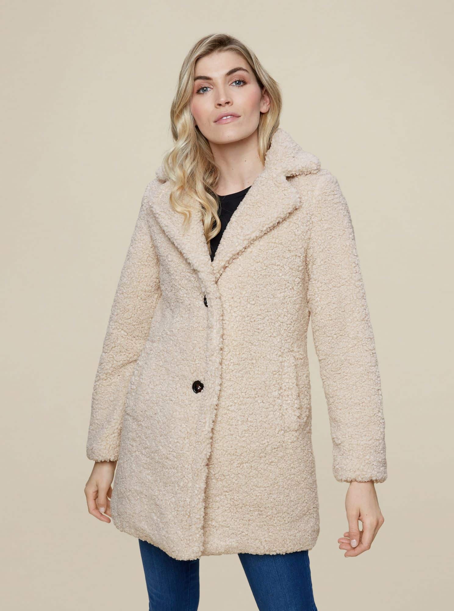 Dorothy Perkins krémový zimní kabát