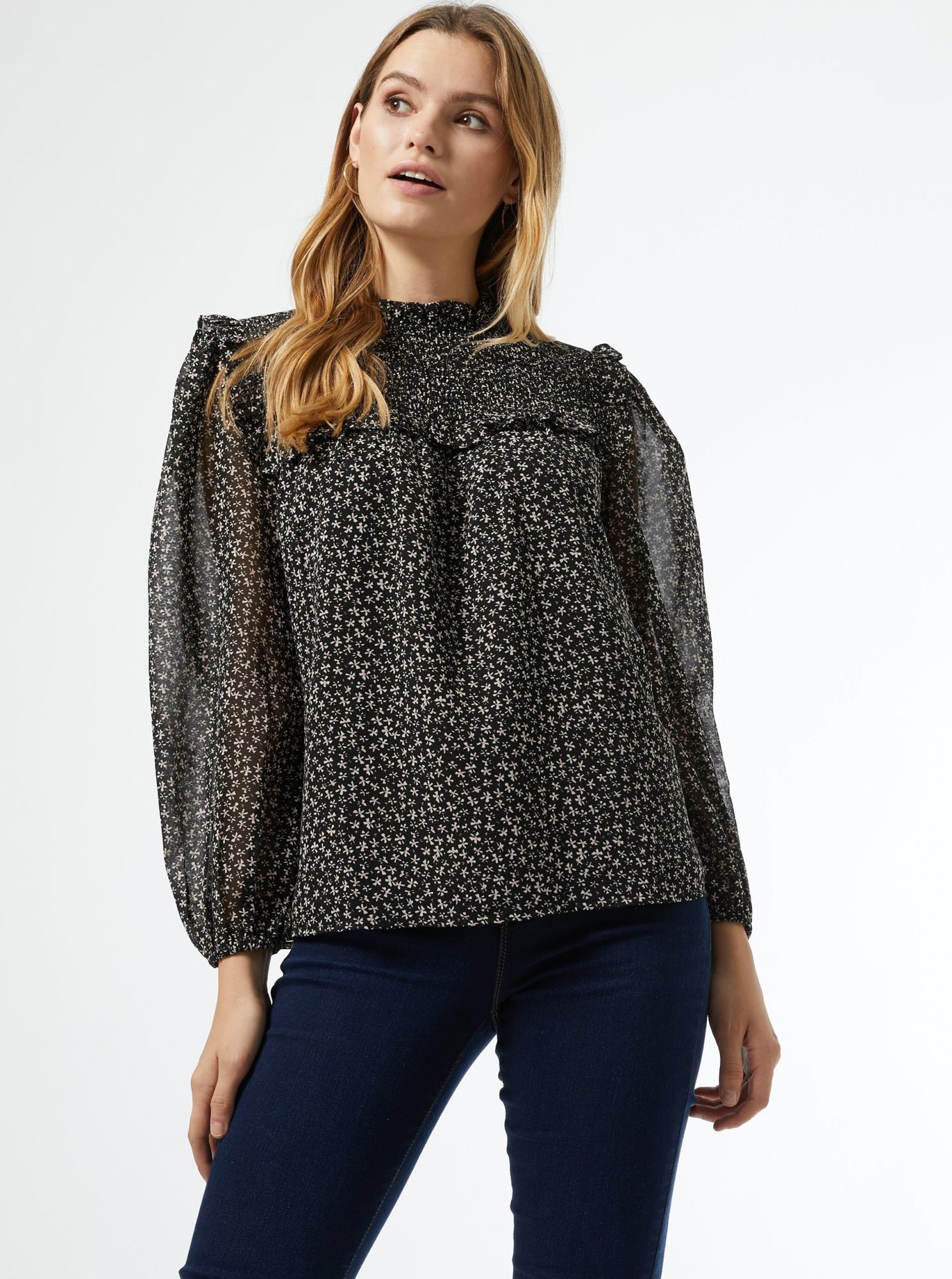 Dorothy Perkins černá květovaná halenka