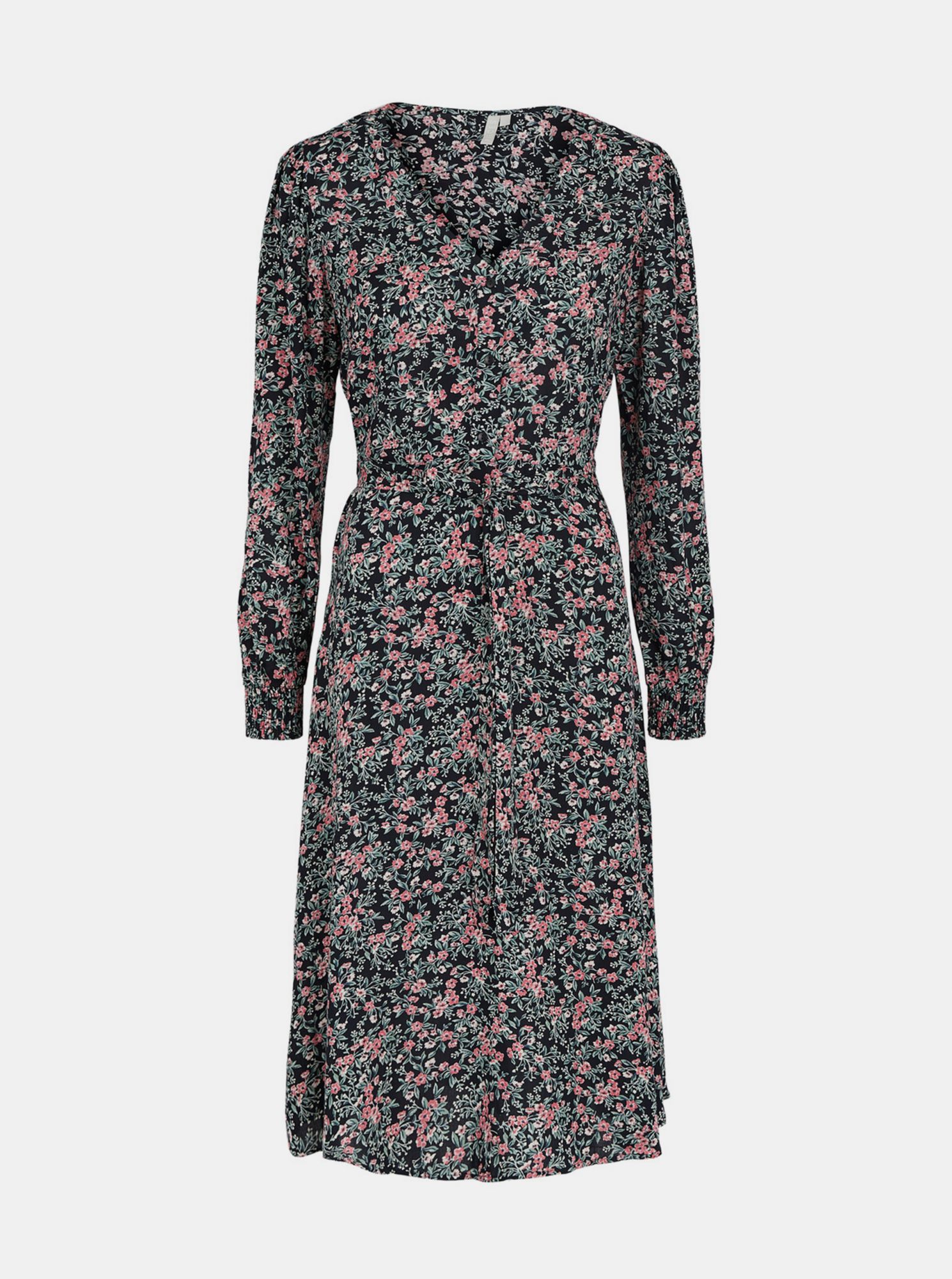 Pieces černé květované midi šaty