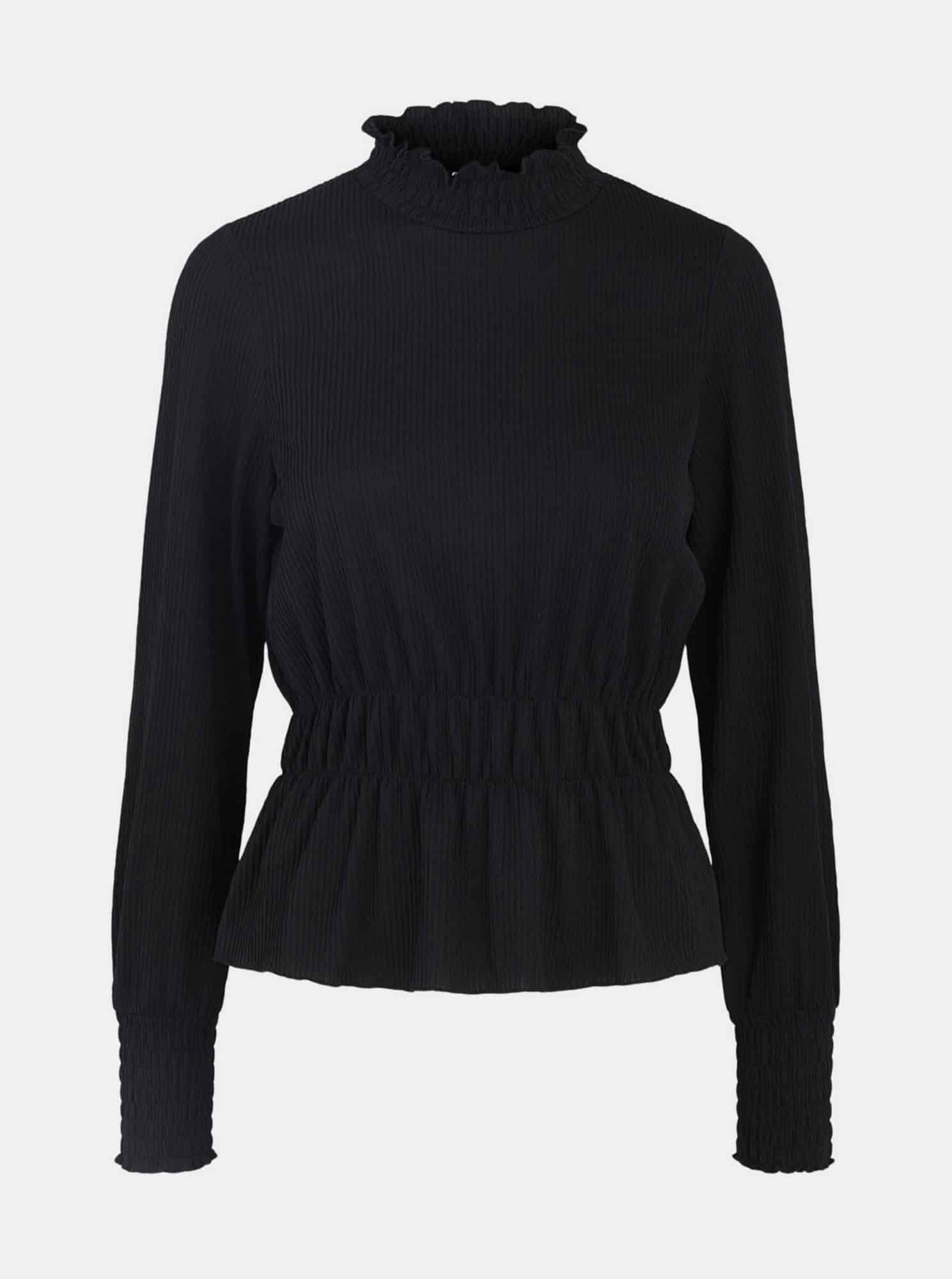 Pieces černá dámská halenka se stojáčkem