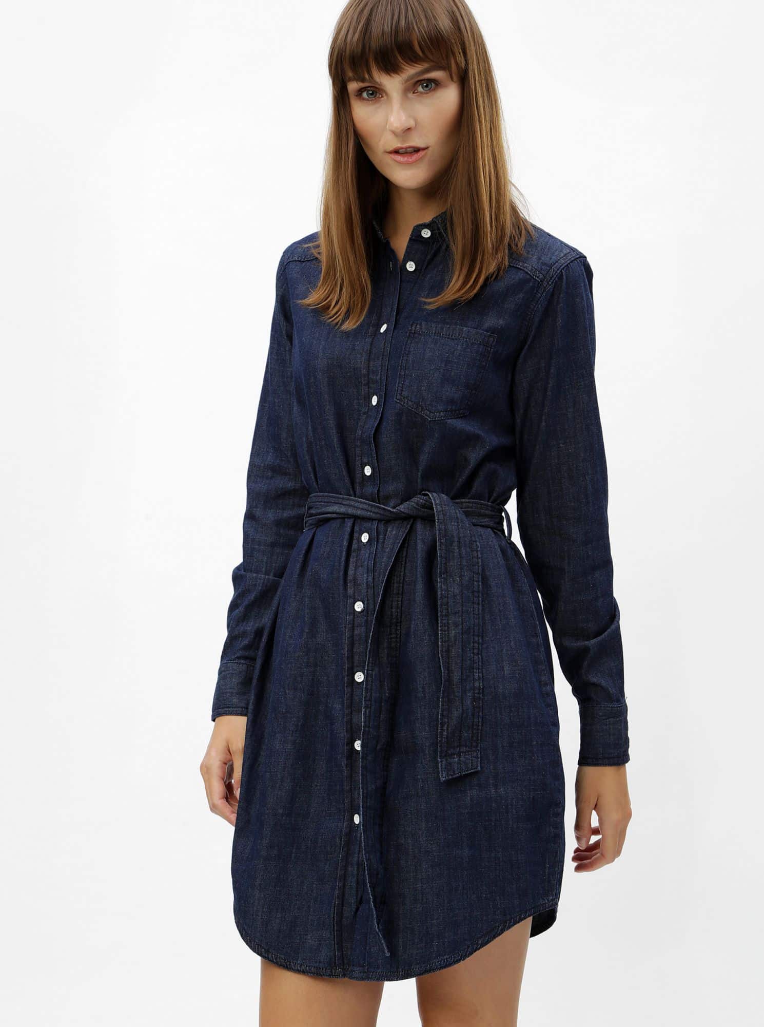 Jacqueline de Yong modré košilové šaty s páskem Esra