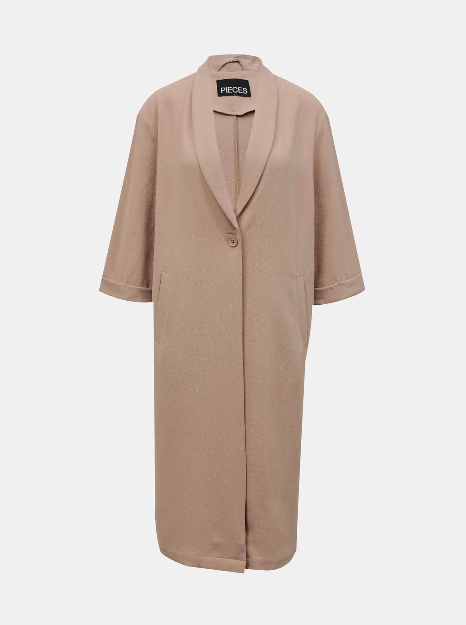 Pieces béžový kabát Bertha