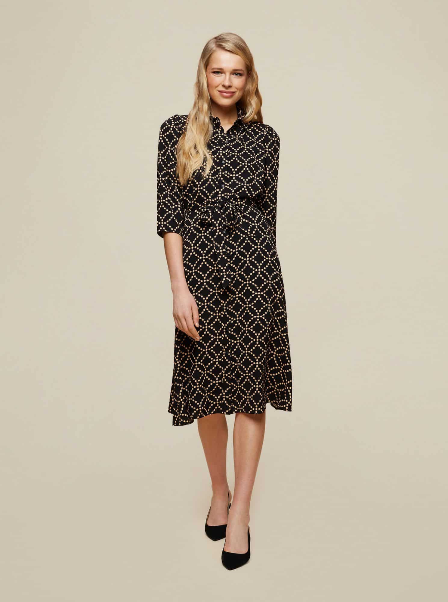 Dorothy Perkins černé košilové šaty se vzory