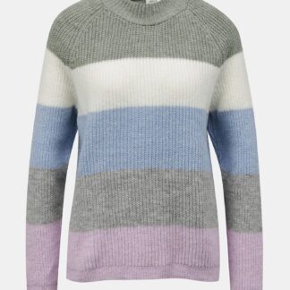 Only fialovo-šedý dámský pruhovaný svetr