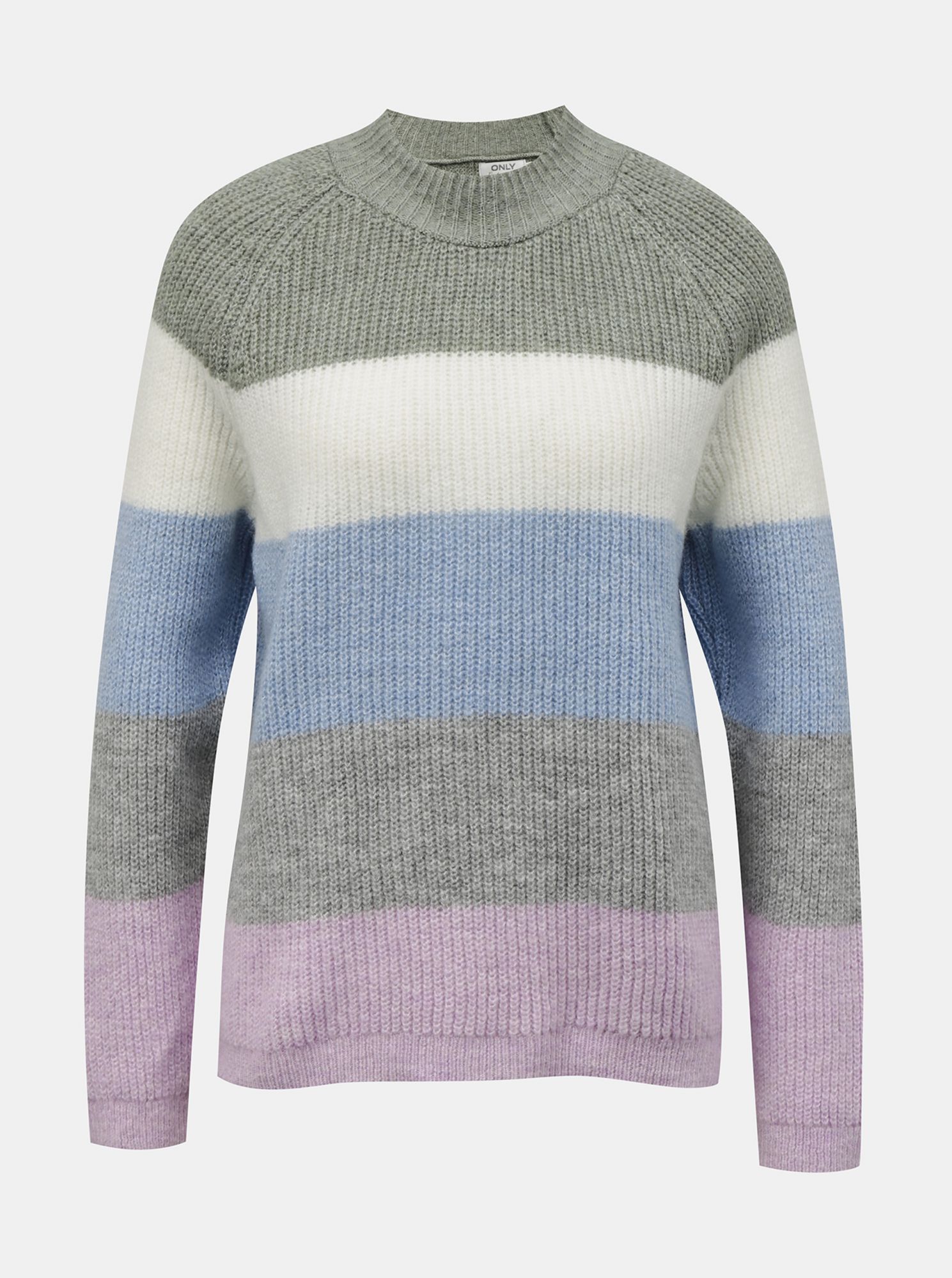 Only fialovo-šedý dámský pruhovaný svetr