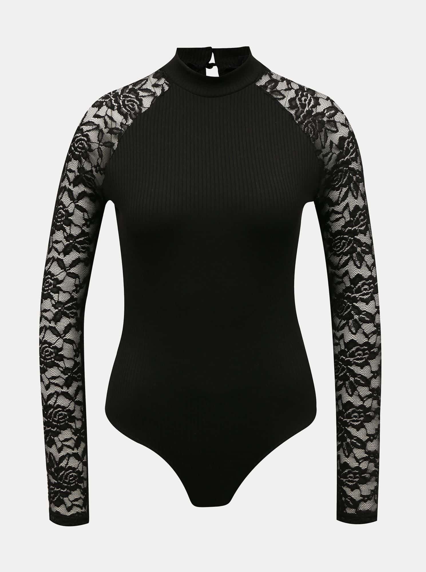 Tally Weijl černé dámské body s krajkovými rukávy