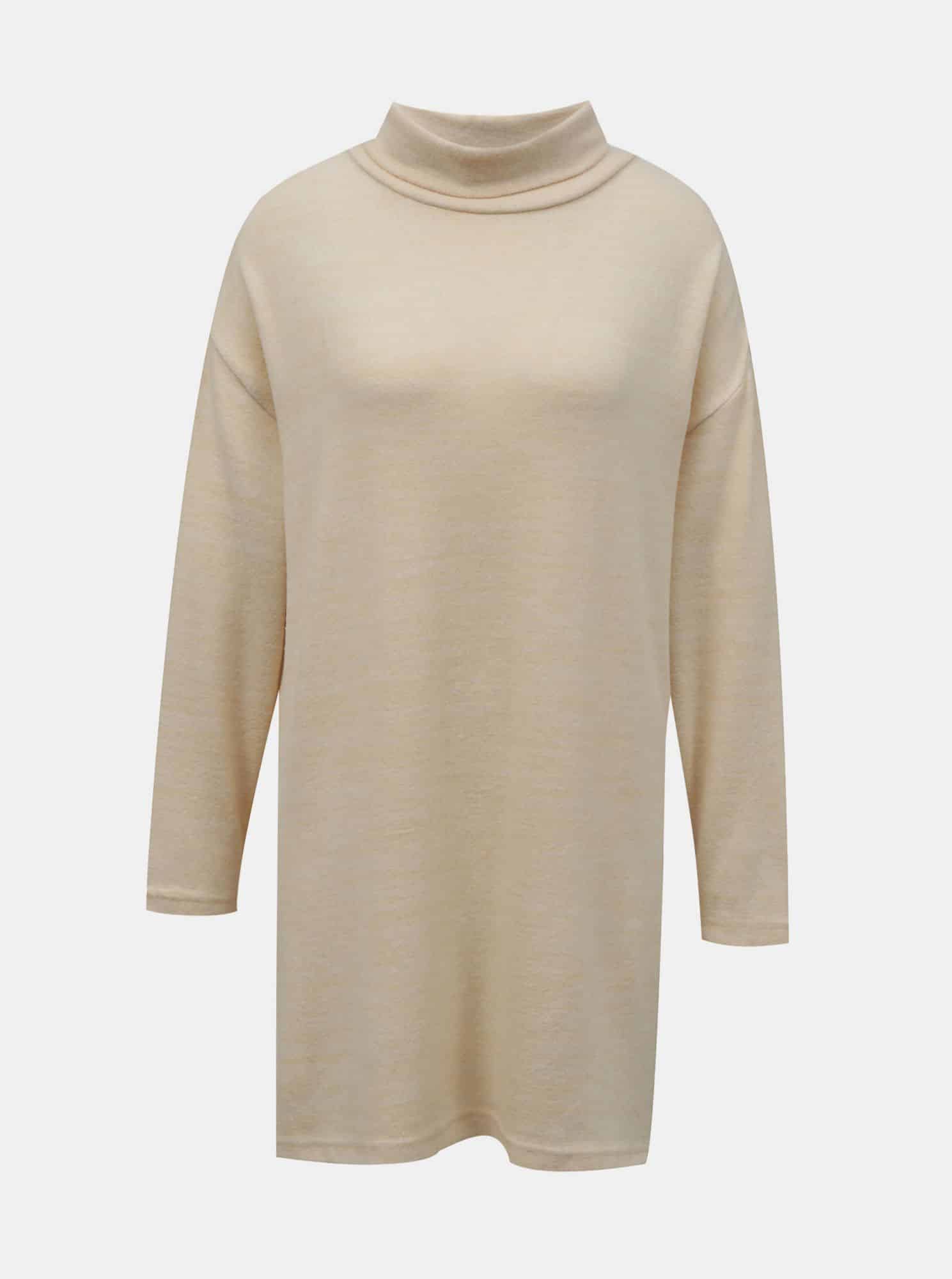 Tally Weijl béžový dlouhý svetr se stojáčkem