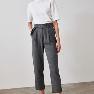 Trendyol tmavě šedé kalhoty