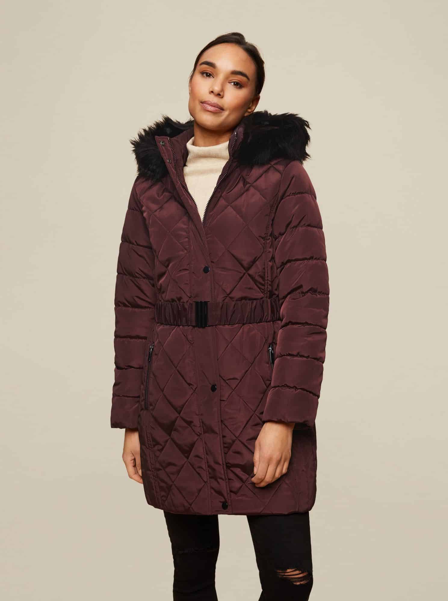 Dorothy Perkins vínový zimní kabát