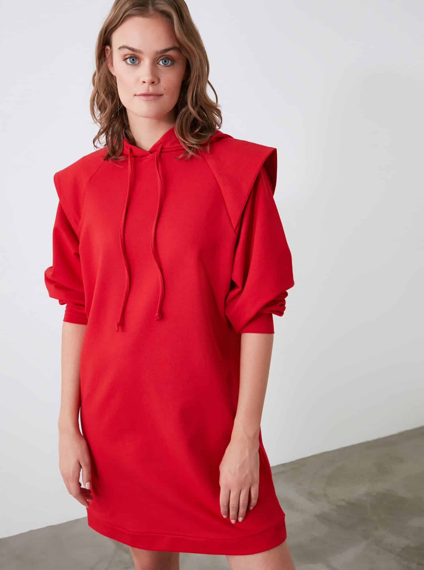 Trendyol červené mikinové šaty