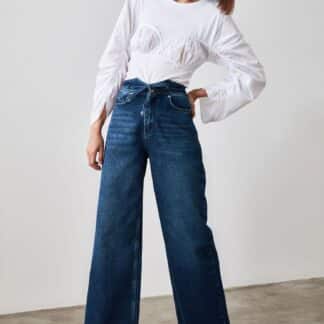 Trendyol modré mom fit džíny