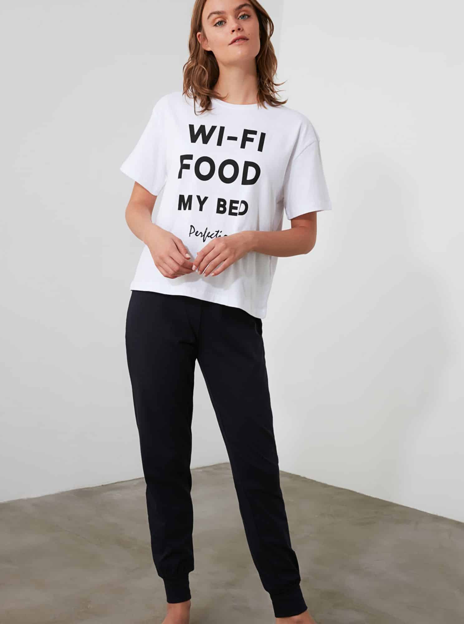 Trendyol černo-bílé dámské pyžamo