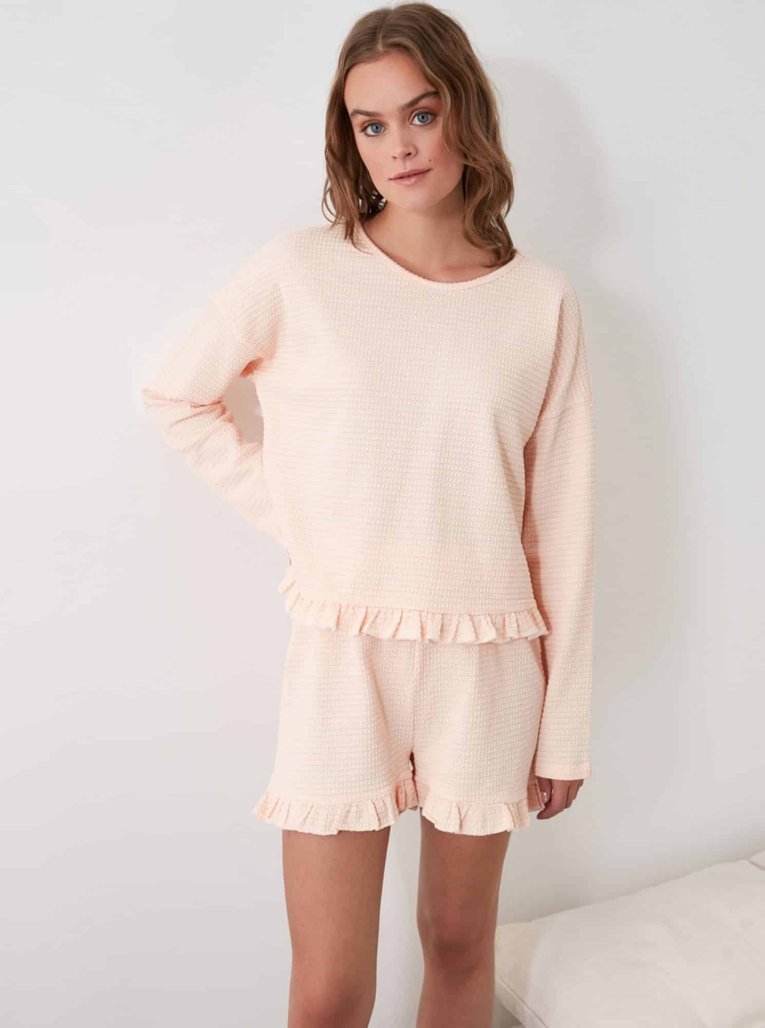 Trendyol světle růžové dámské pyžamo