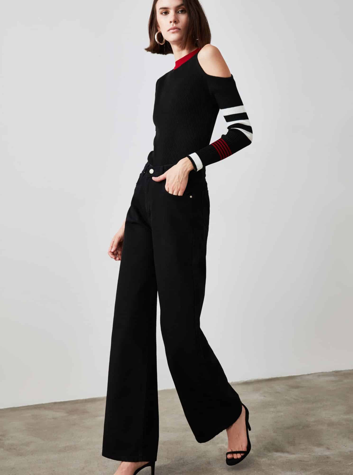 Trendyol černé bootcut džíny