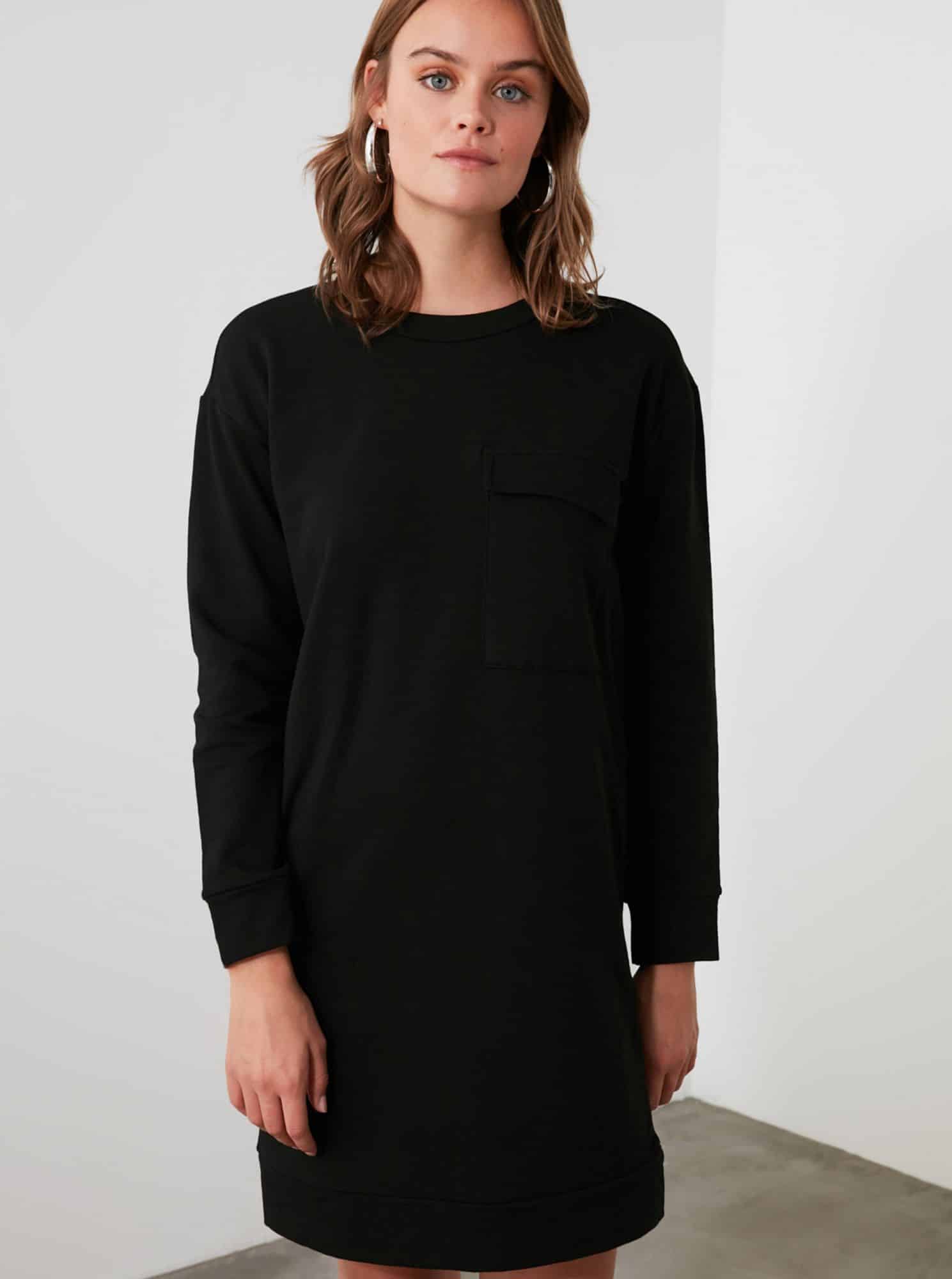 Trendyol černé mikinové šaty