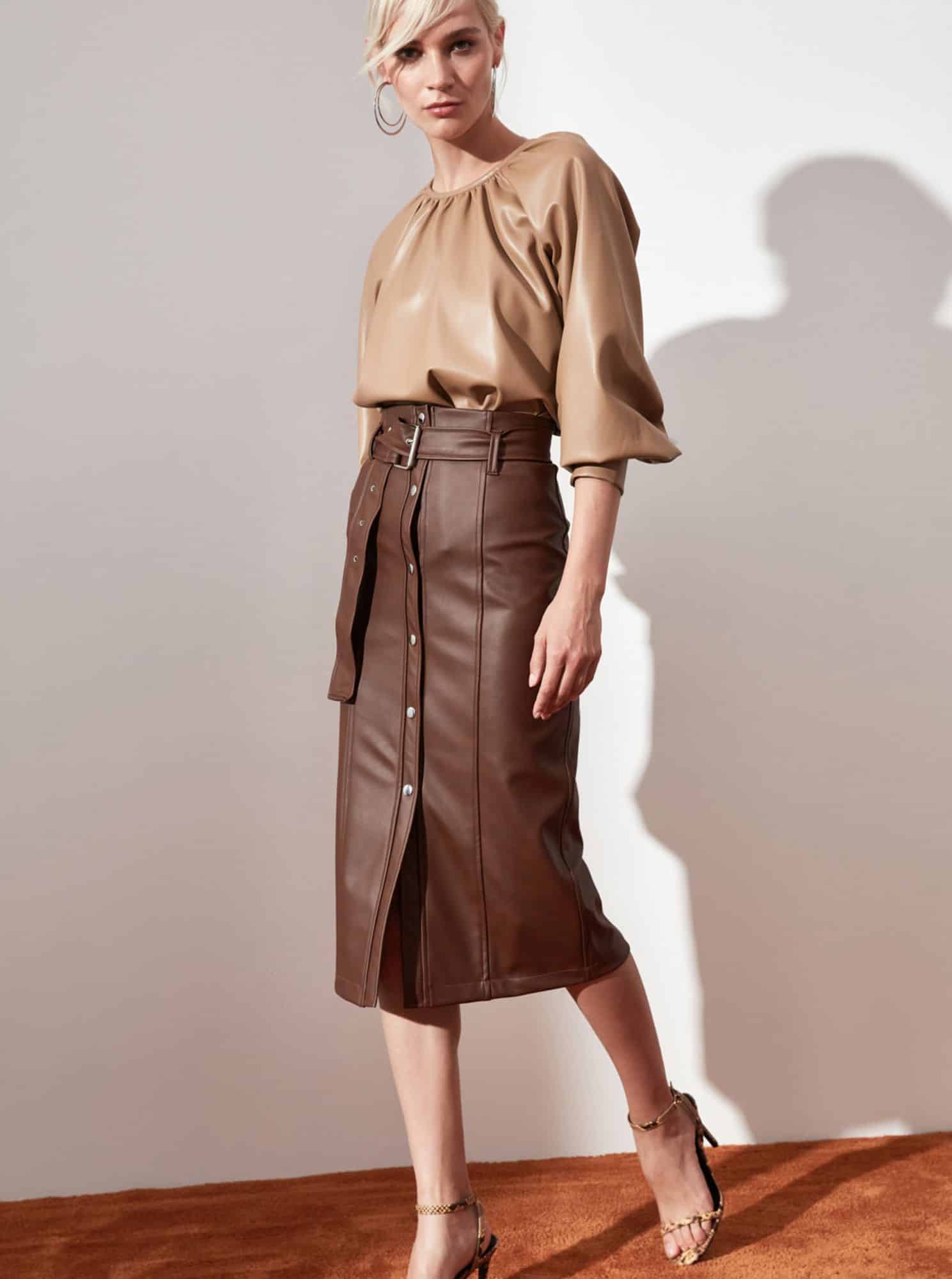 Trendyol hnědá dámská sukně