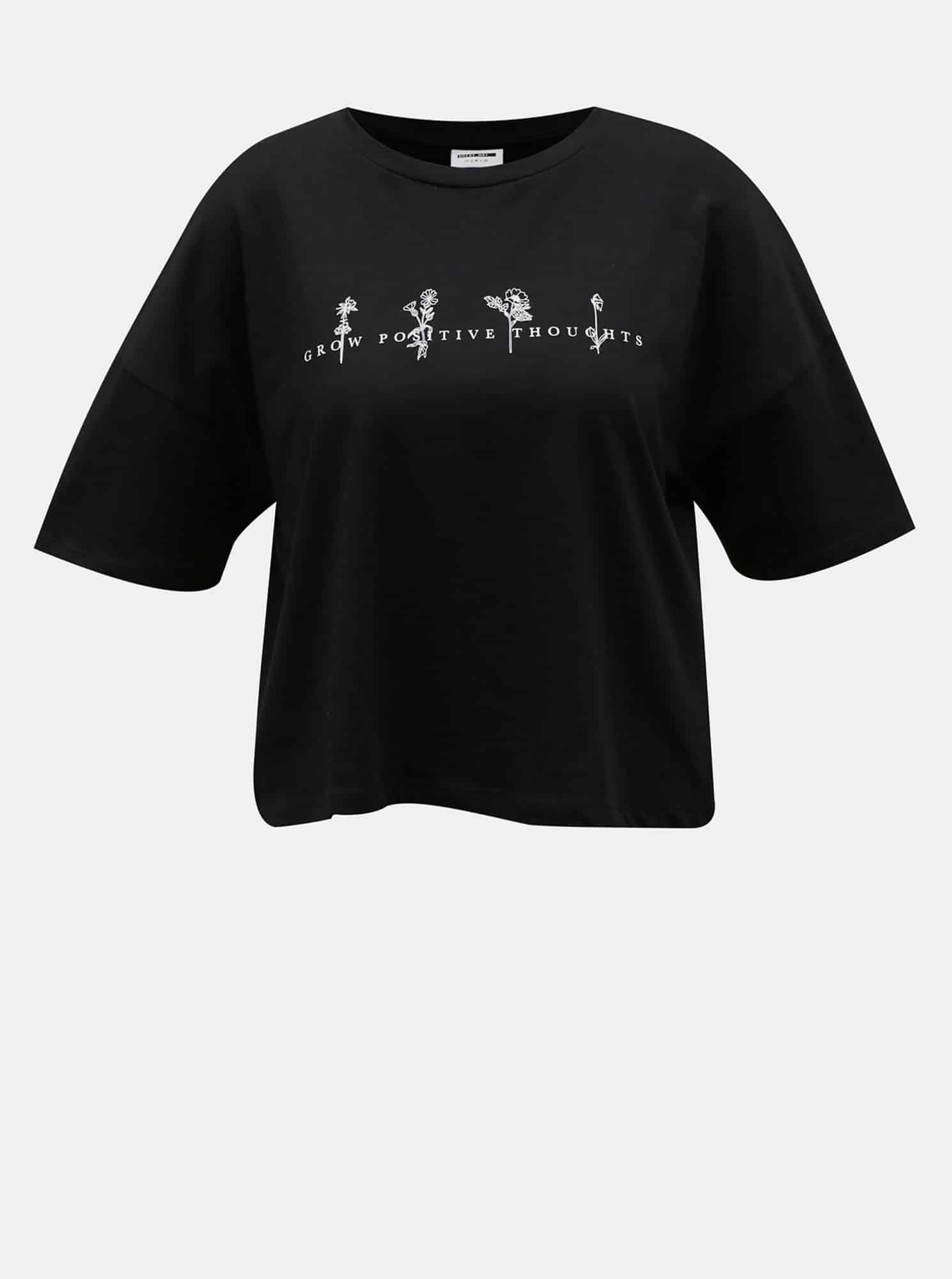 Noisy May černé dámské cropped tričko s potiskem