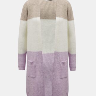 Béžovo-fialový dlouhý kardigan ONLY