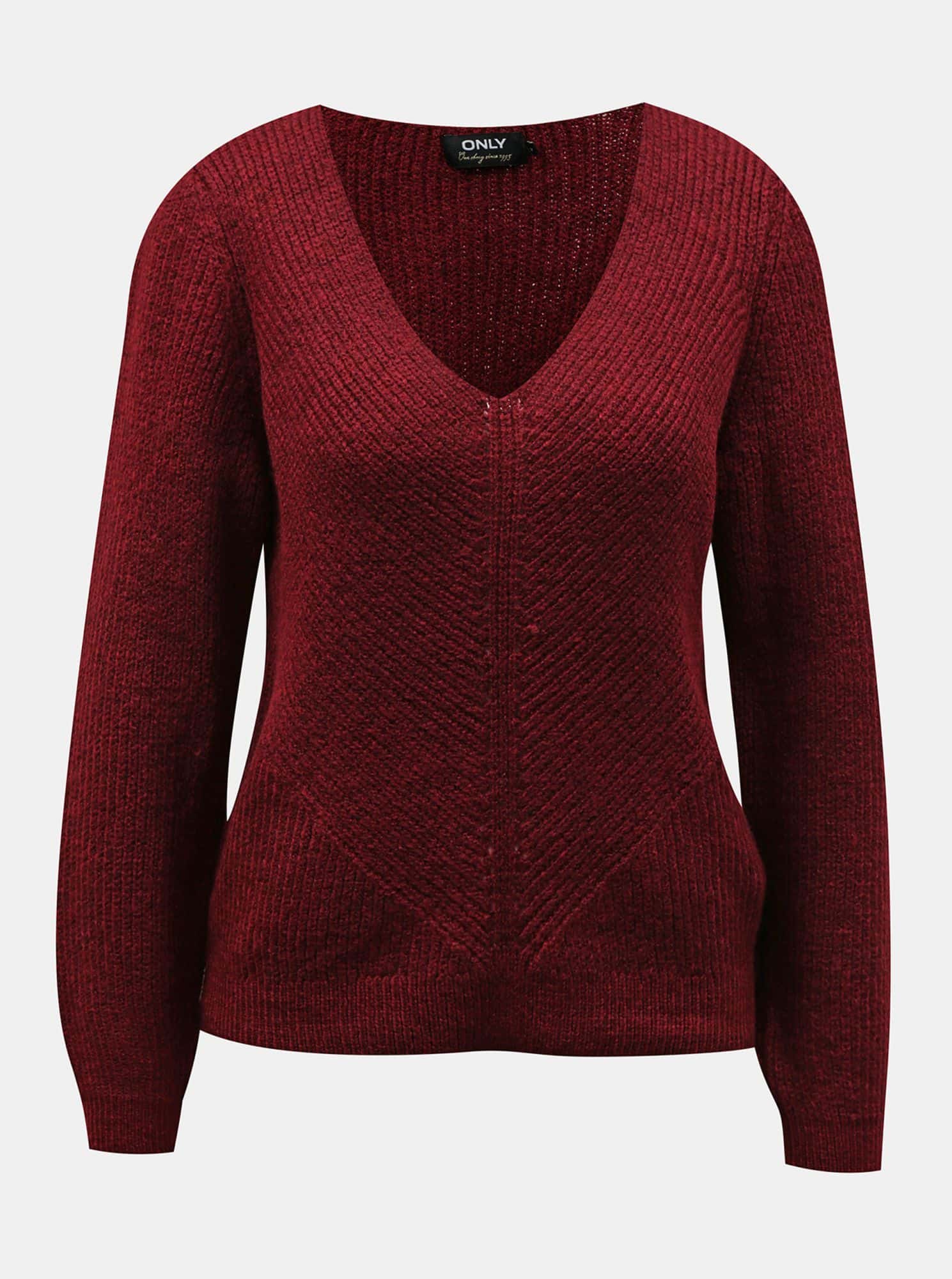 Vínový svetr ONLY