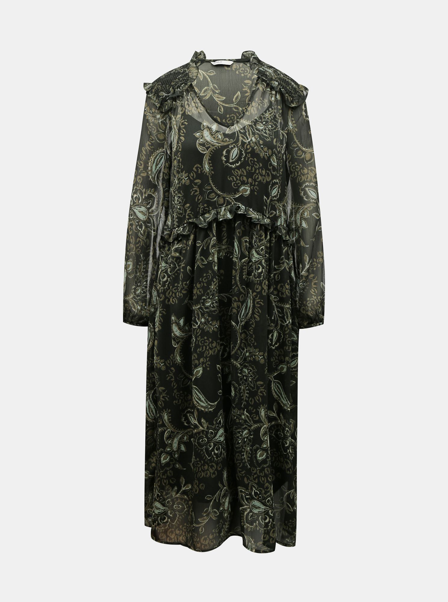 Zelené vzorované maxišaty ONLY Nana