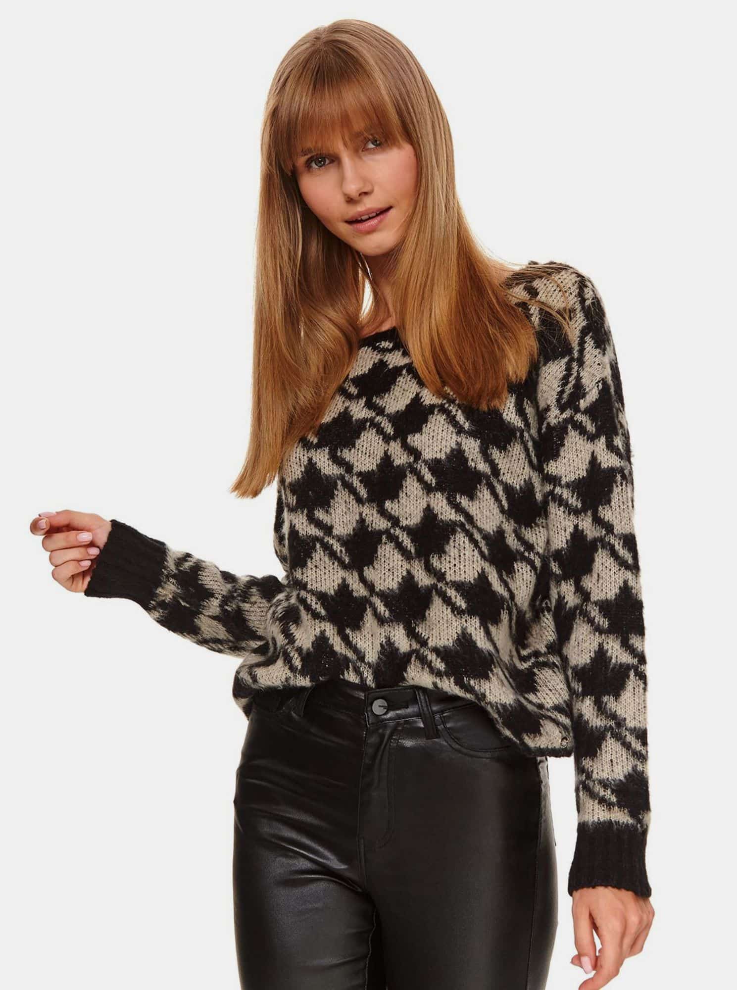 Černo-béžový svetr TOP SECRET