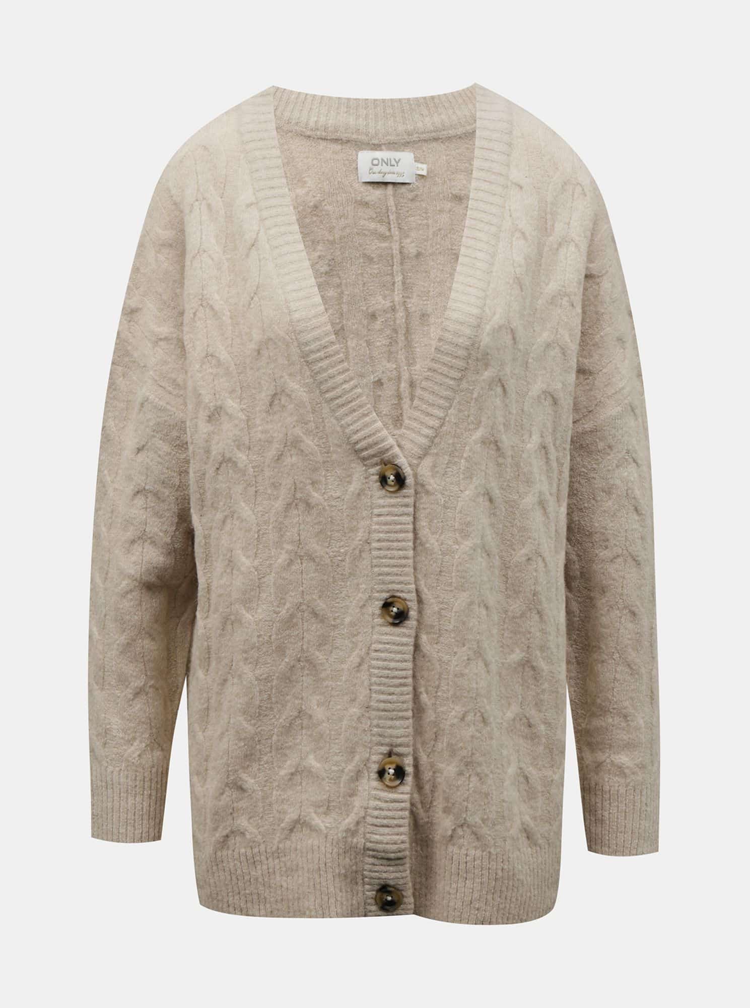 Béžový kardigan s příměsí vlny ONLY