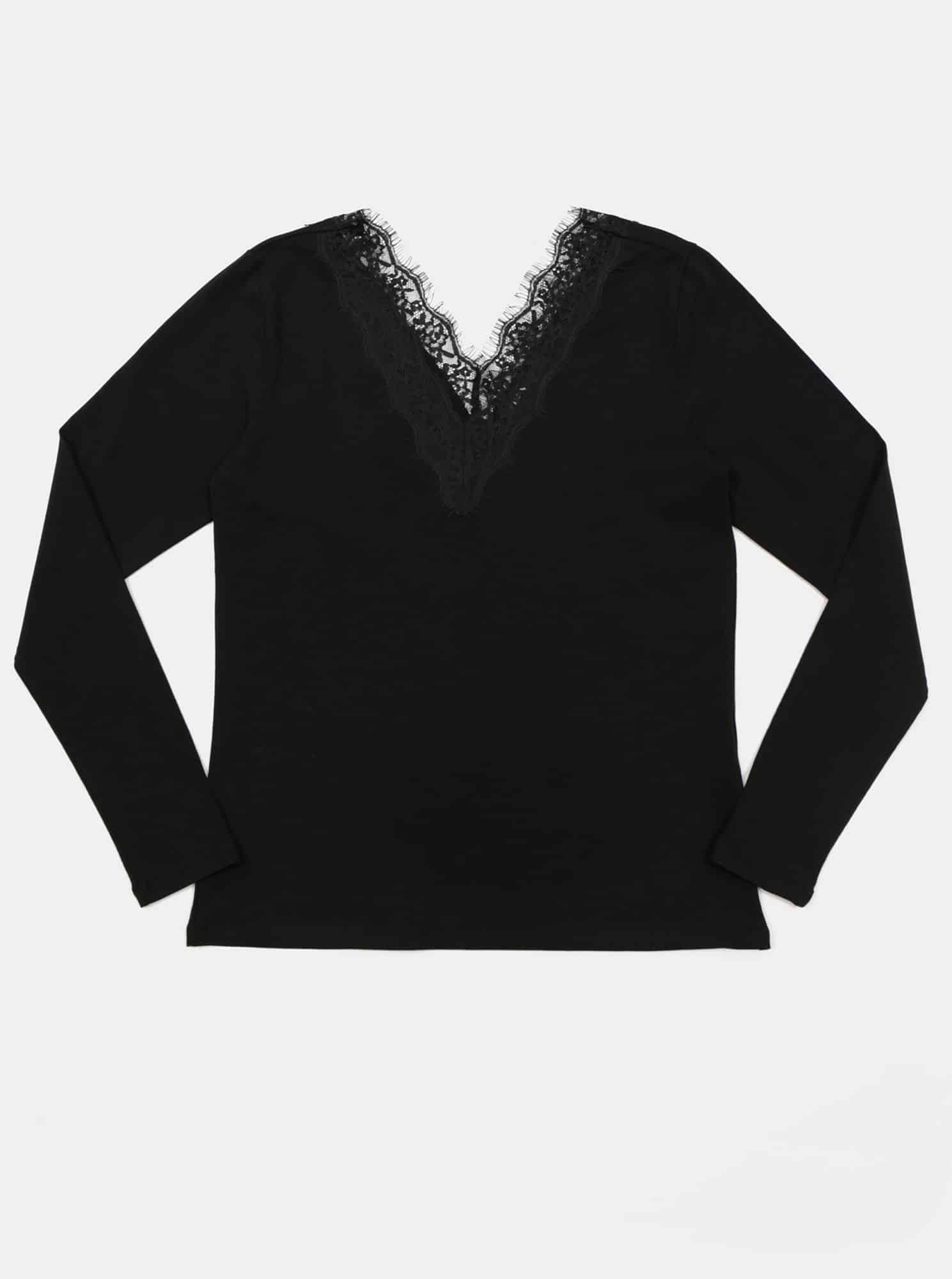 Černé tričko s krajkou ONLY