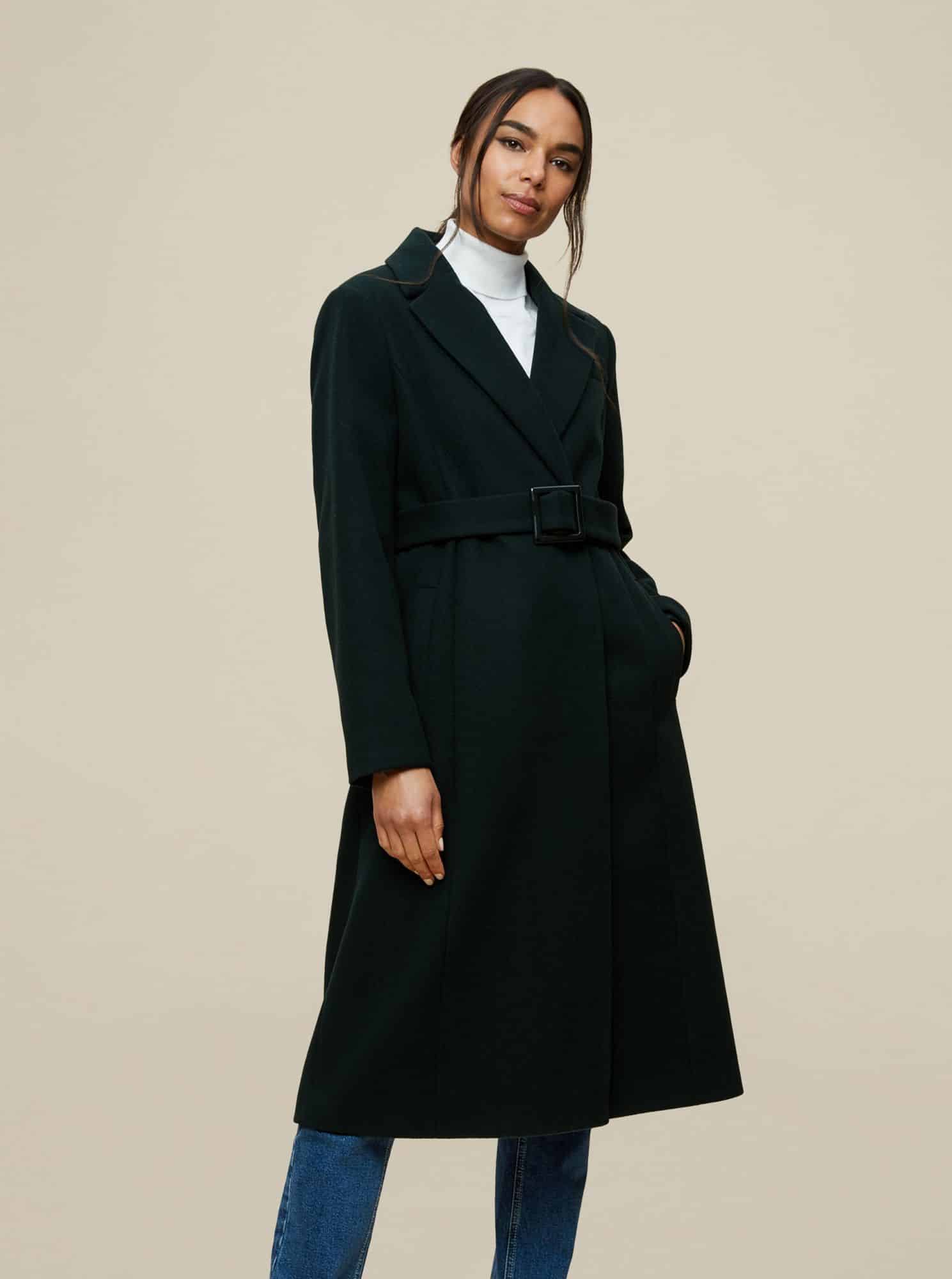 Tmavě zelený zimní kabát Dorothy Perkins