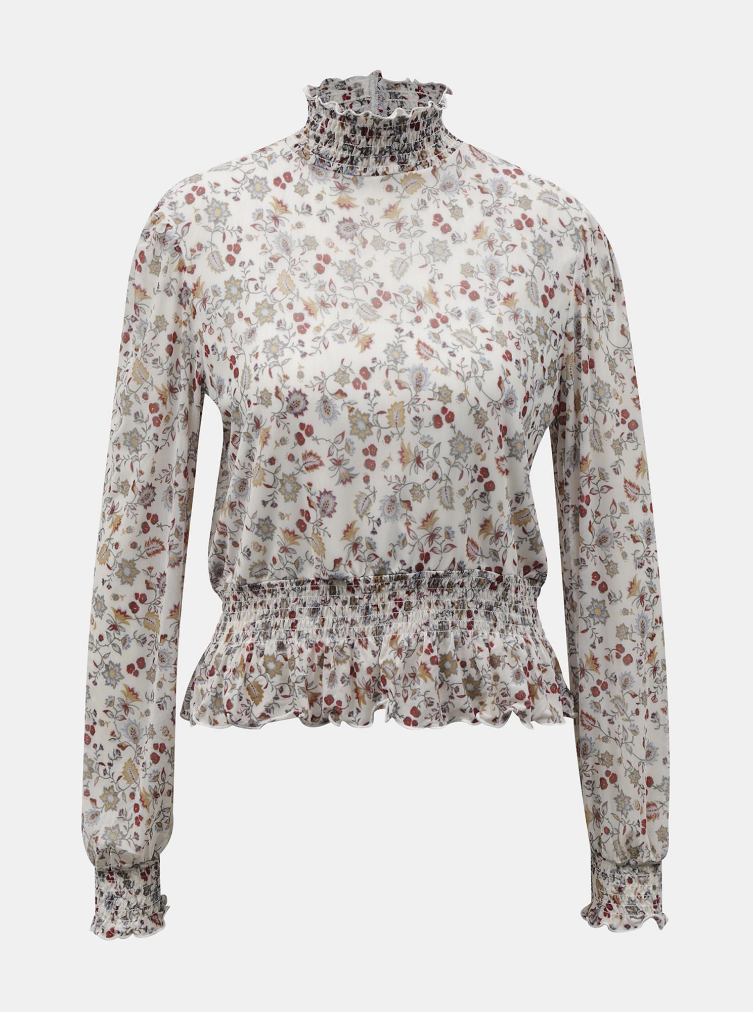 Bílá květovaná halenka se stojáčkem TALLY WEiJL