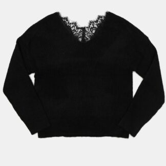 Černý svetr s krajkou na zádech ONLY