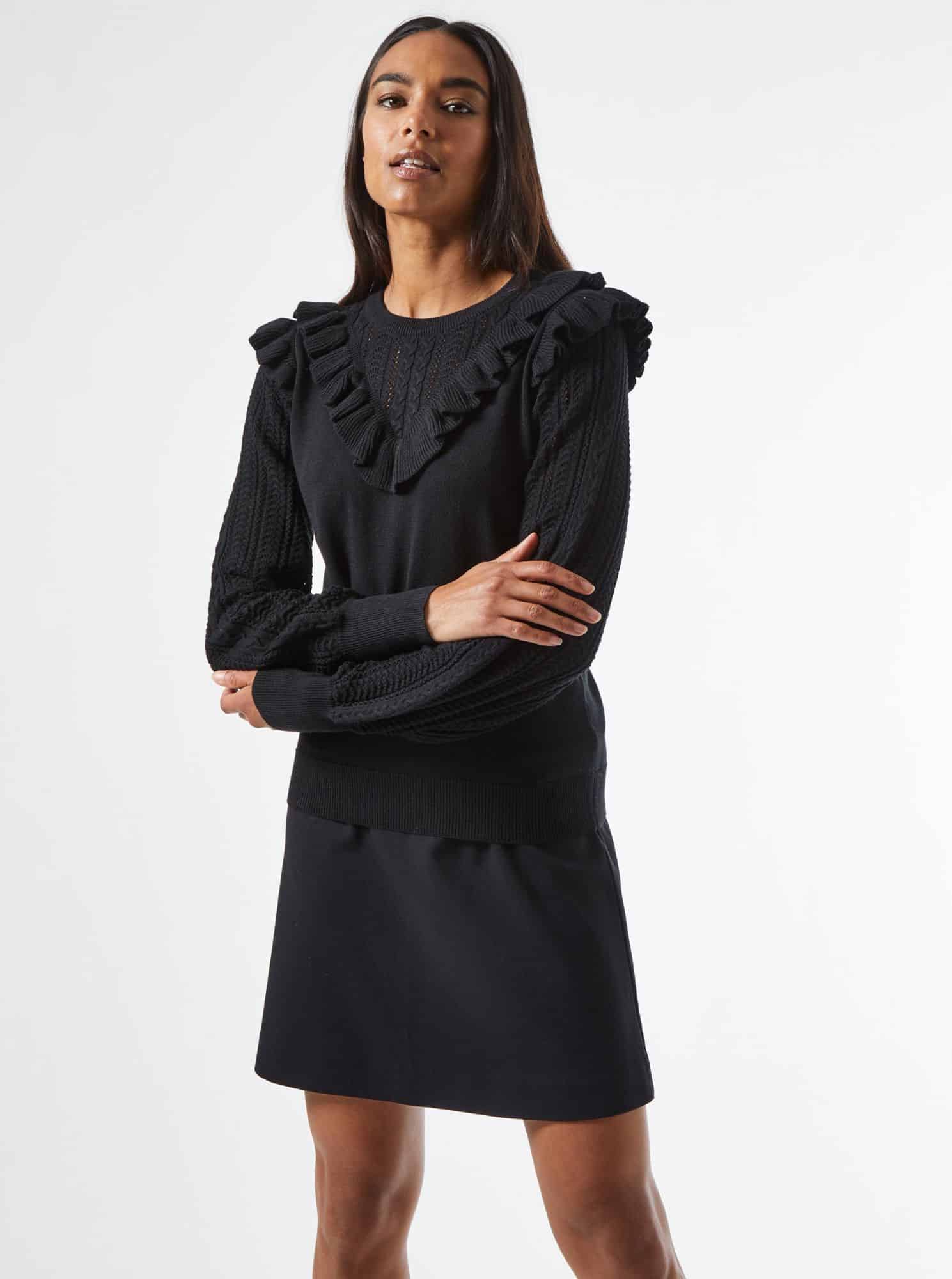 Černý svetr s volány Dorothy Perkins