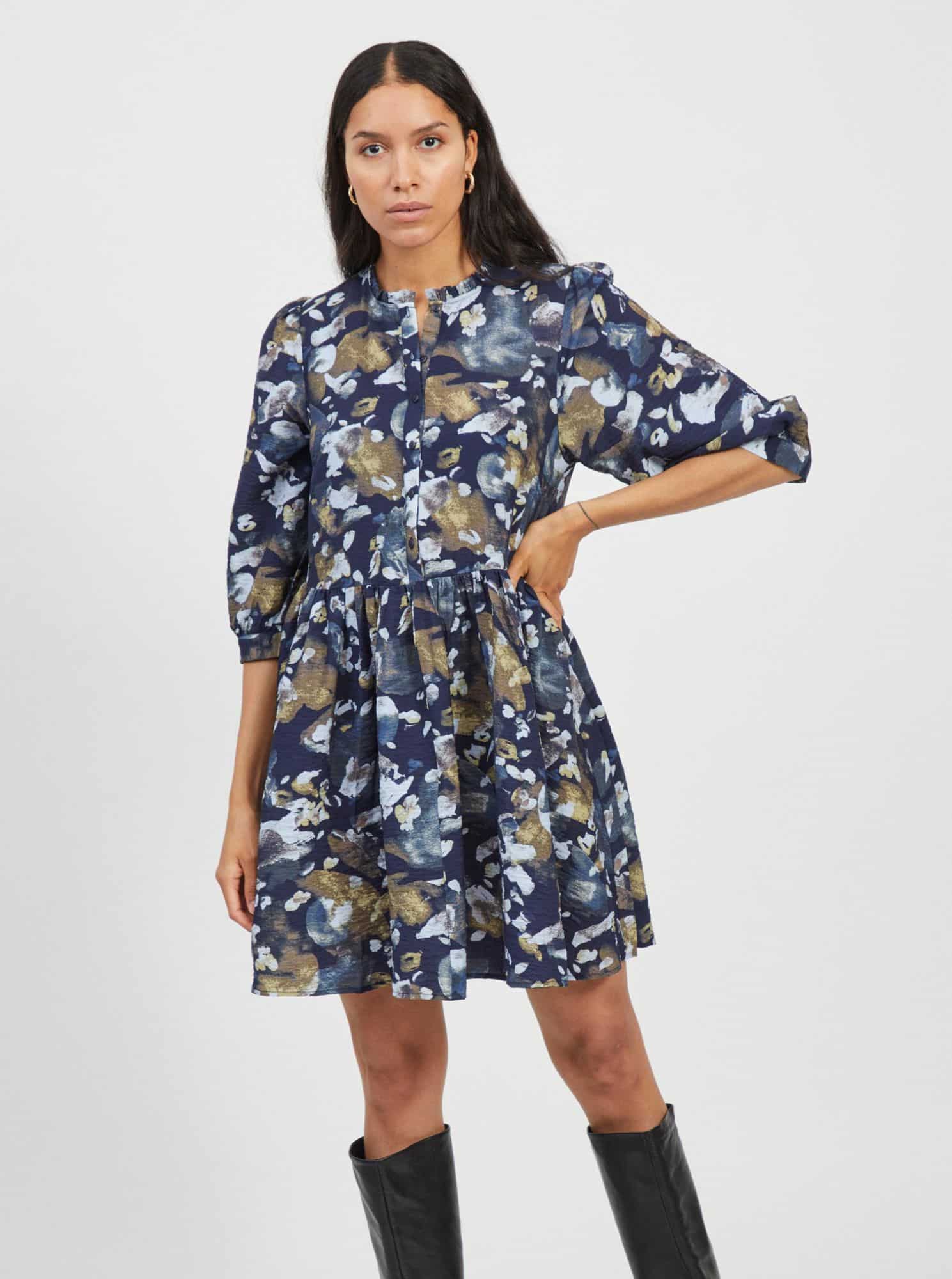 Modré vzorované šaty .OBJECT