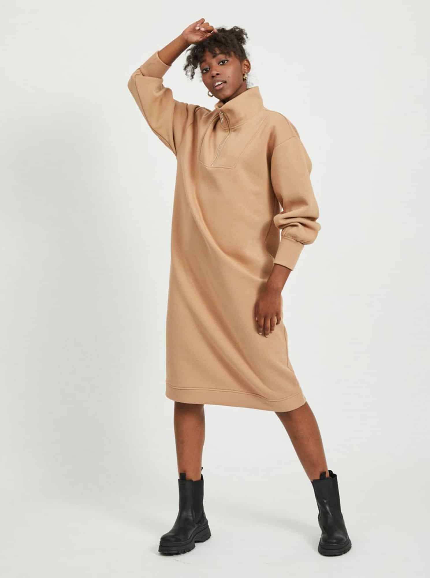 Béžové mikinové šaty .OBJECT